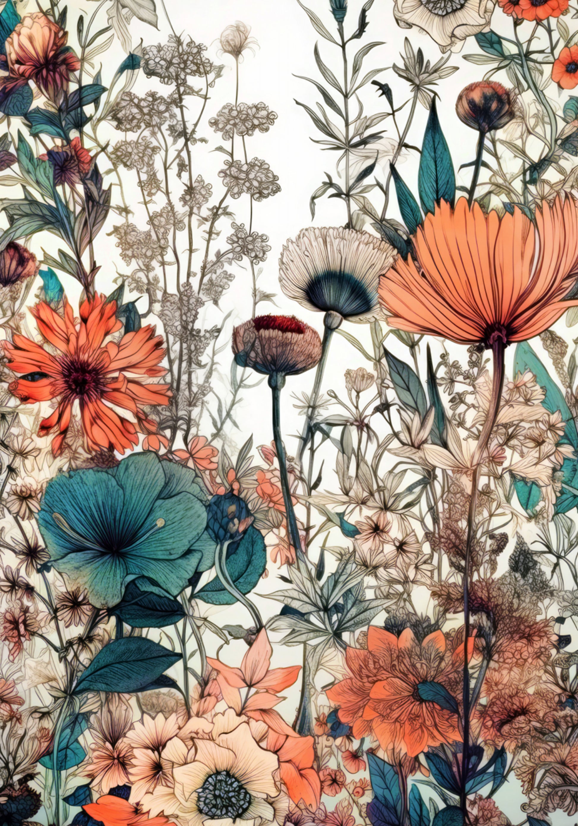 Jardín de flores vintage