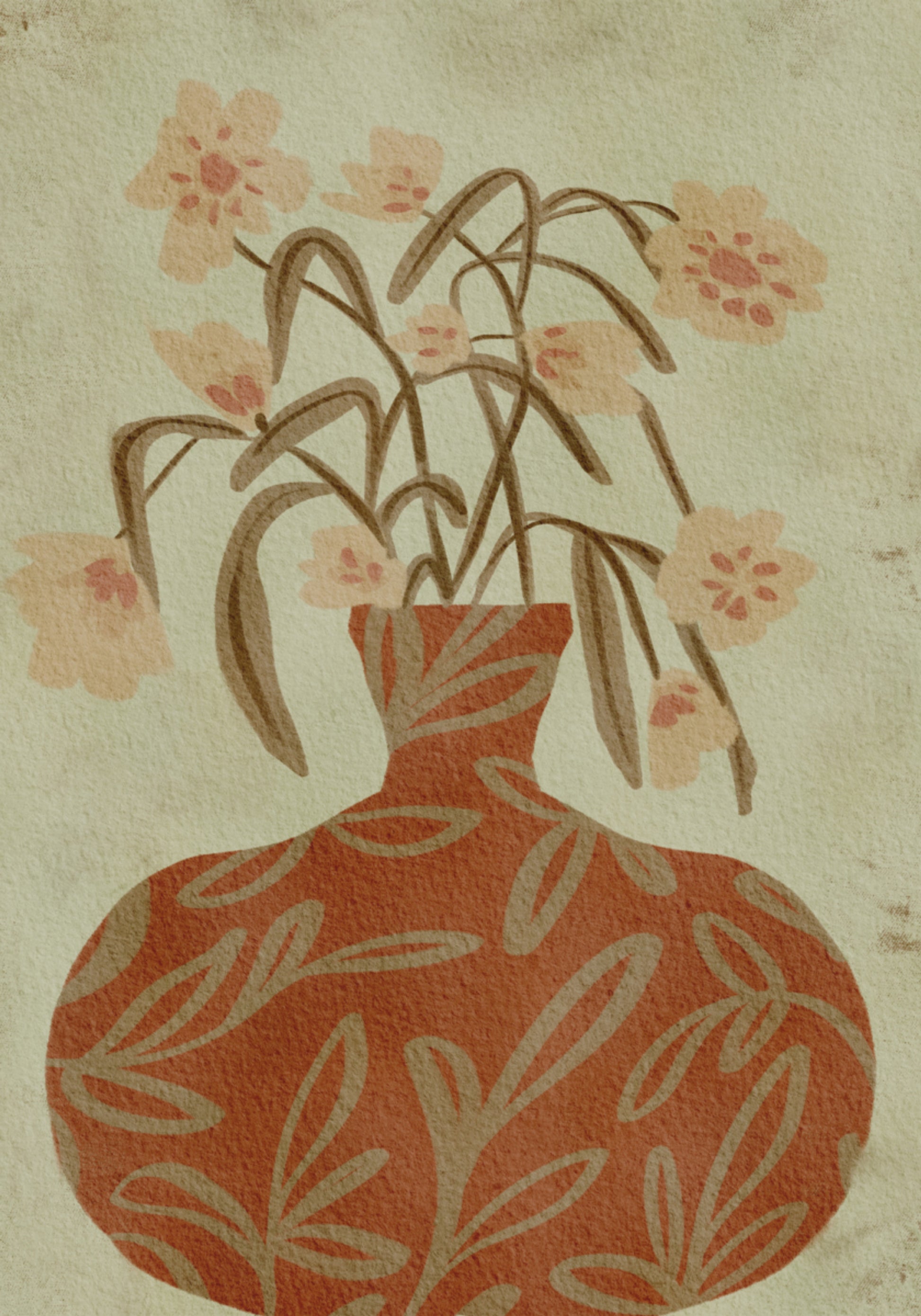 Flores de jarrón de terracota