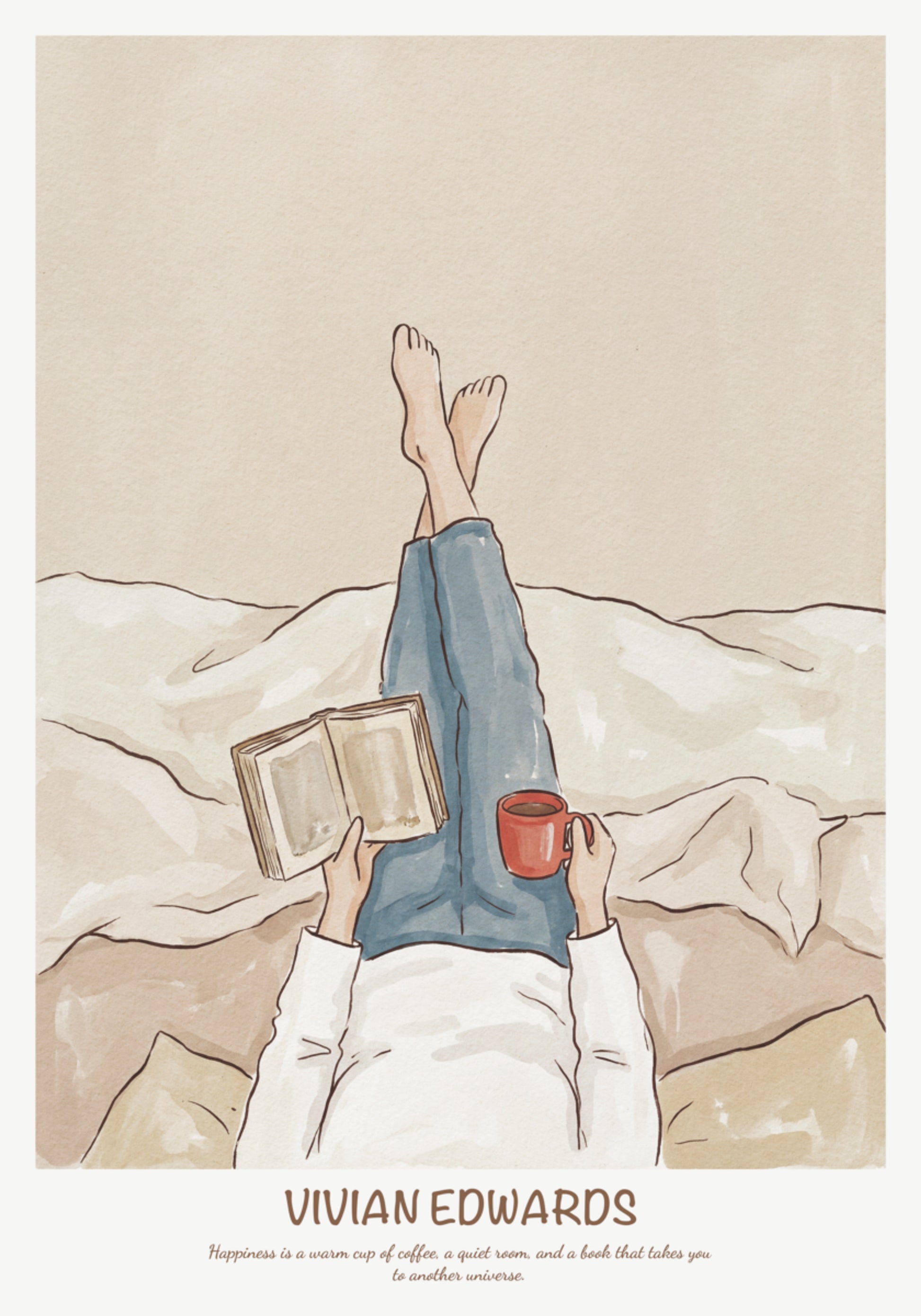 Café y lecturaIlustración