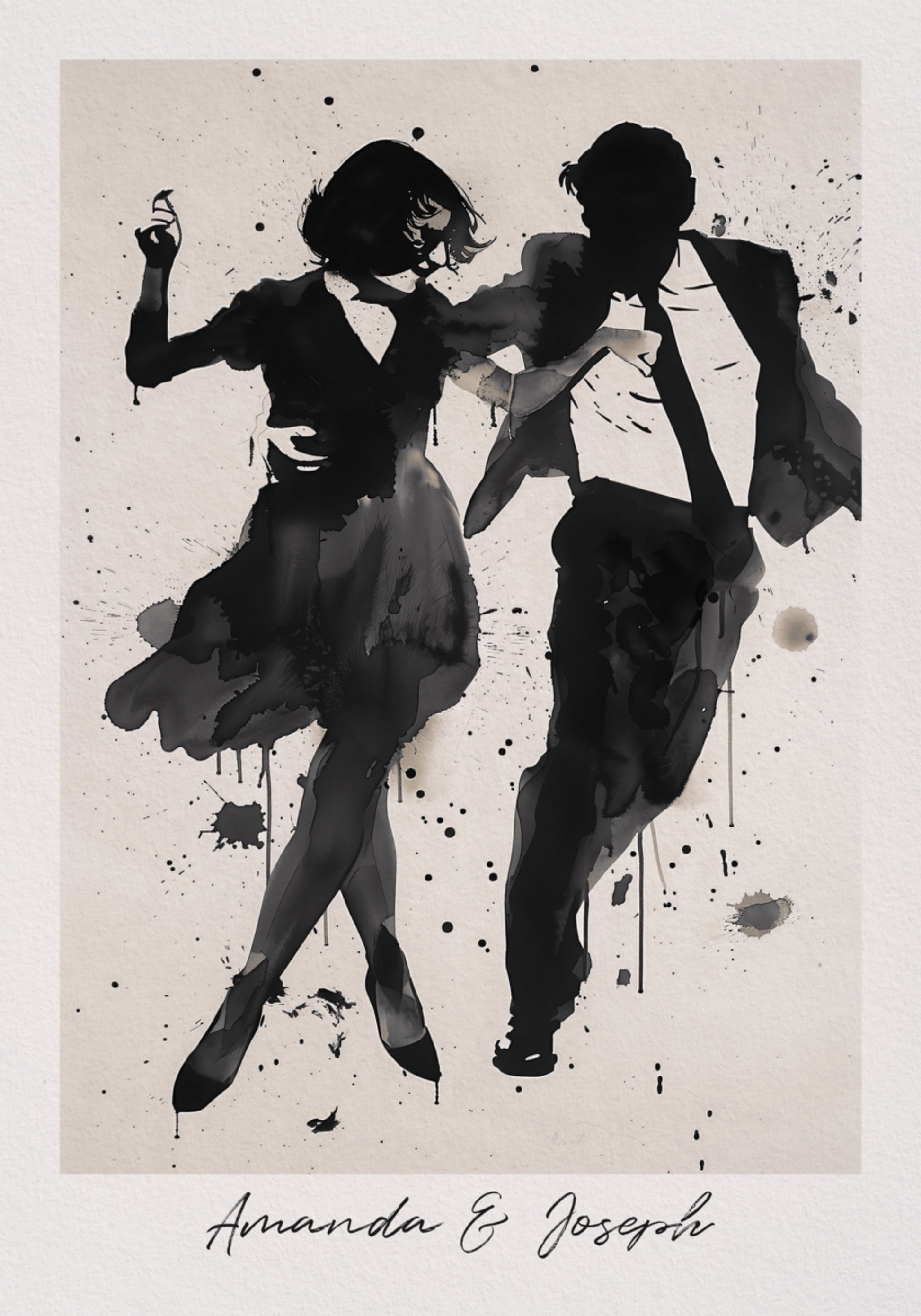 Silueta de pareja de baile Ink Art