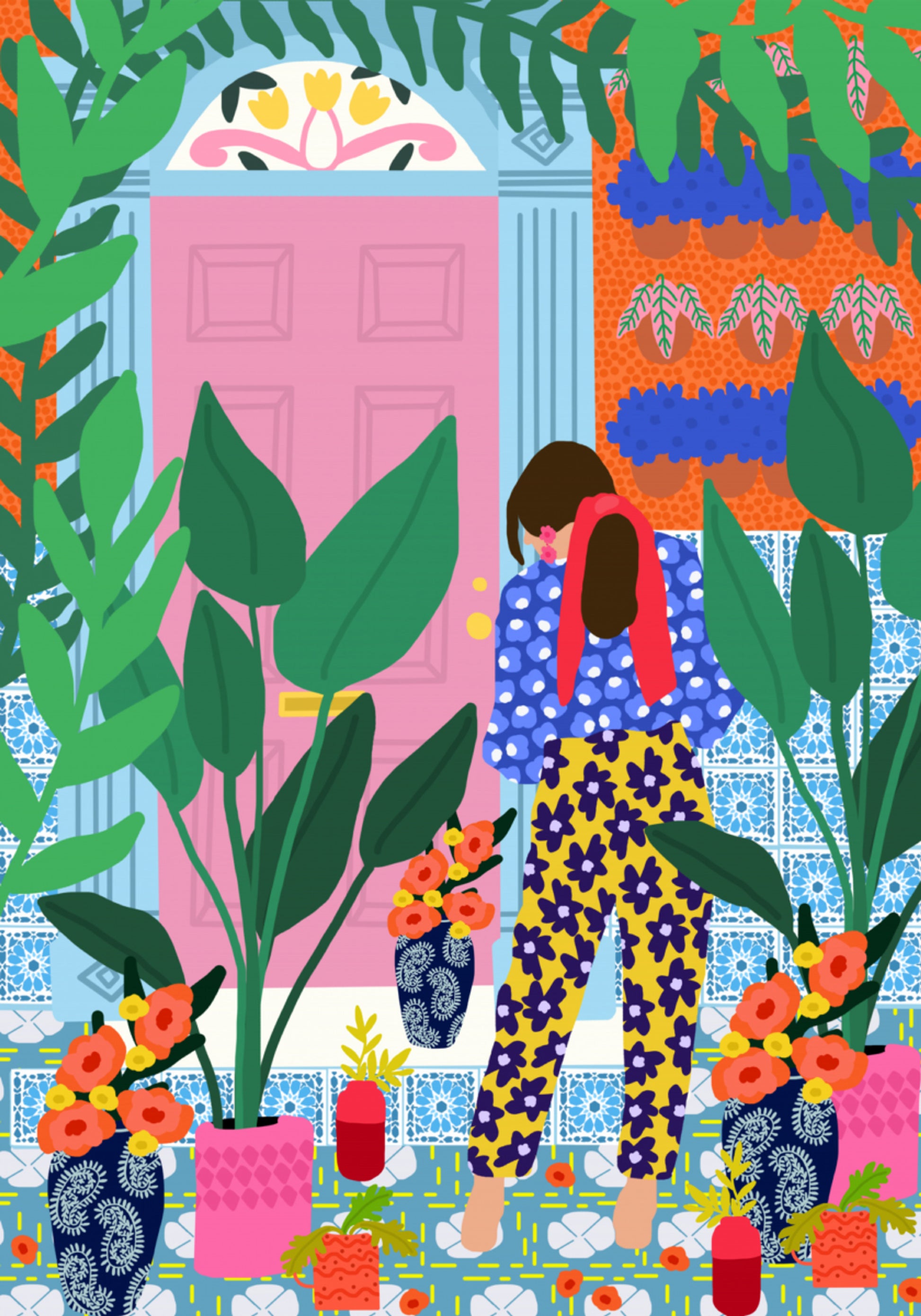 chica de flores