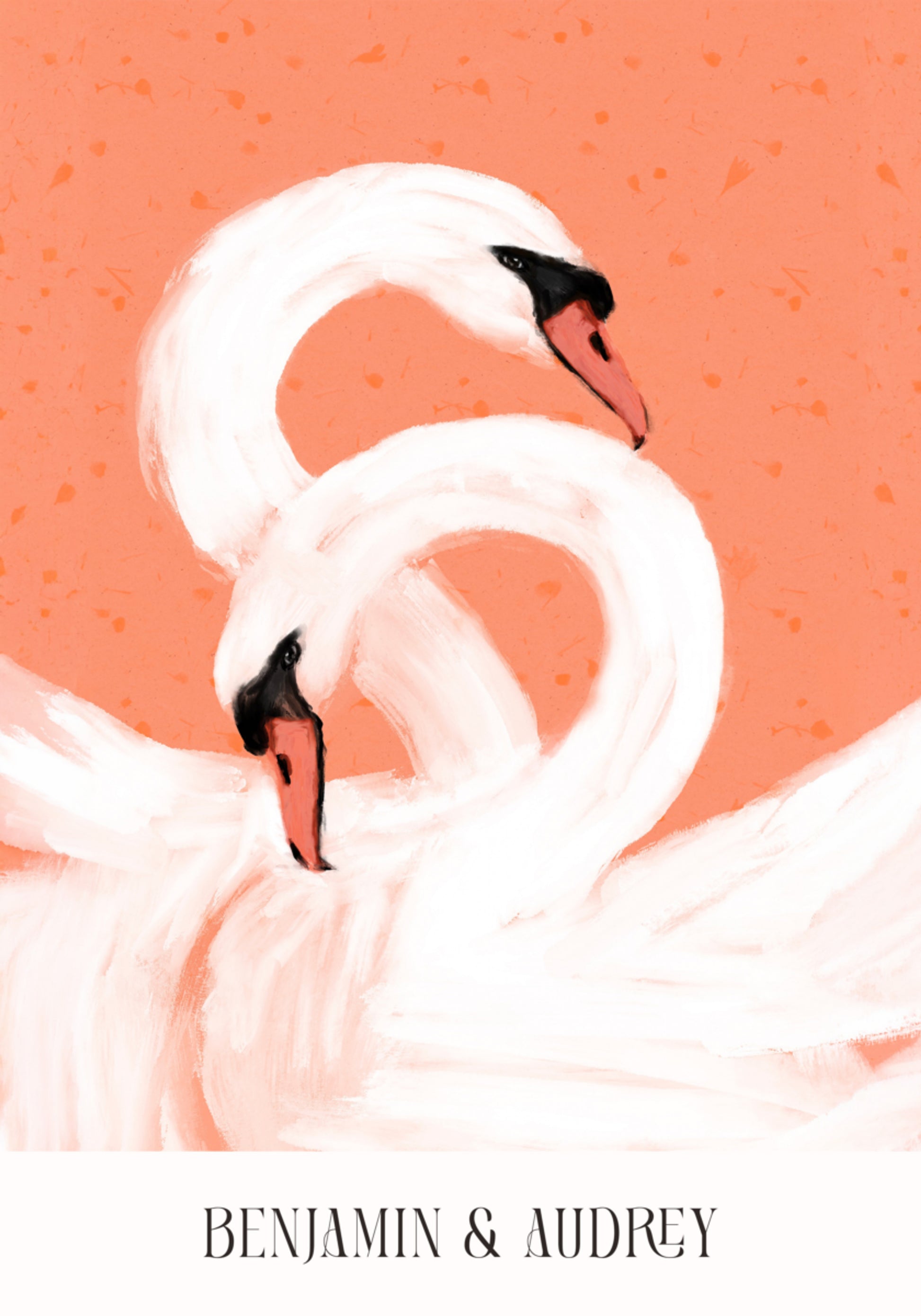 Cisnes elegantes sobre fondo de coral