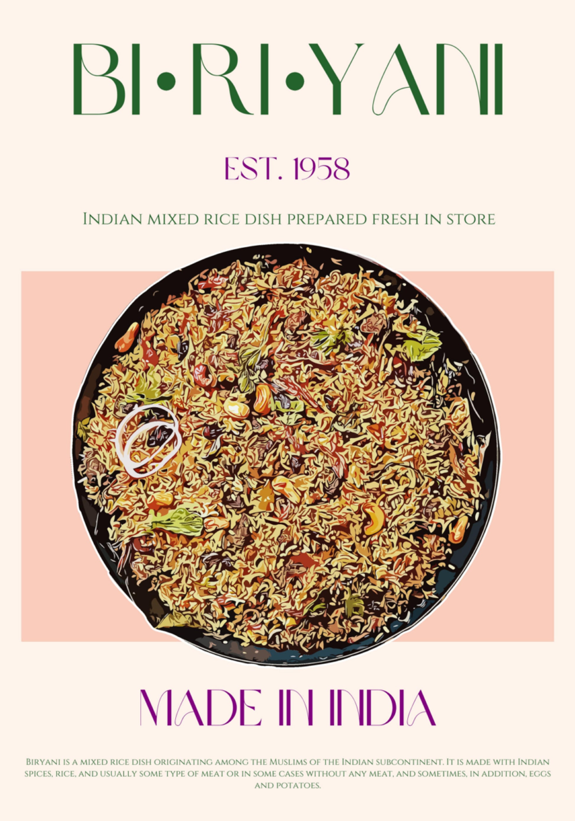 Delicioso biryani indio