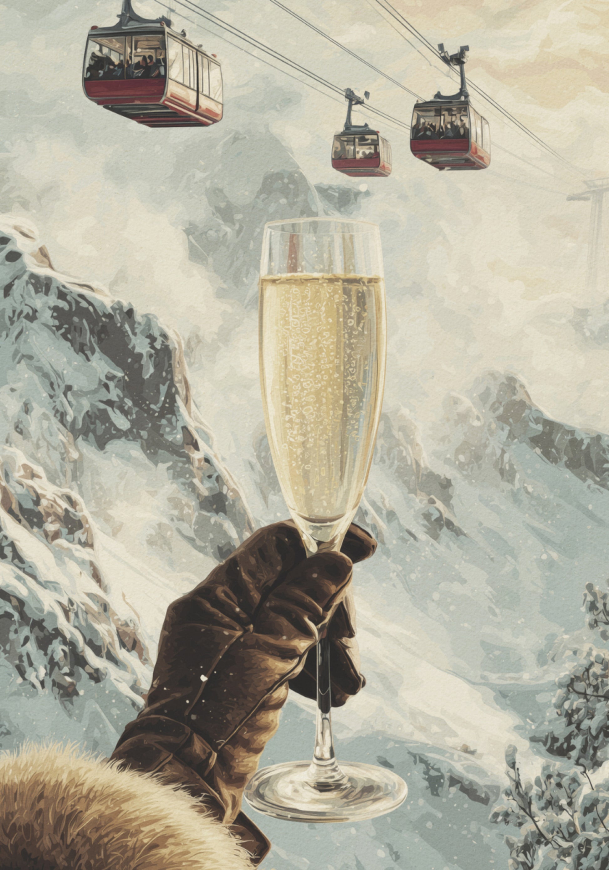 Celebración de la montaña de champán