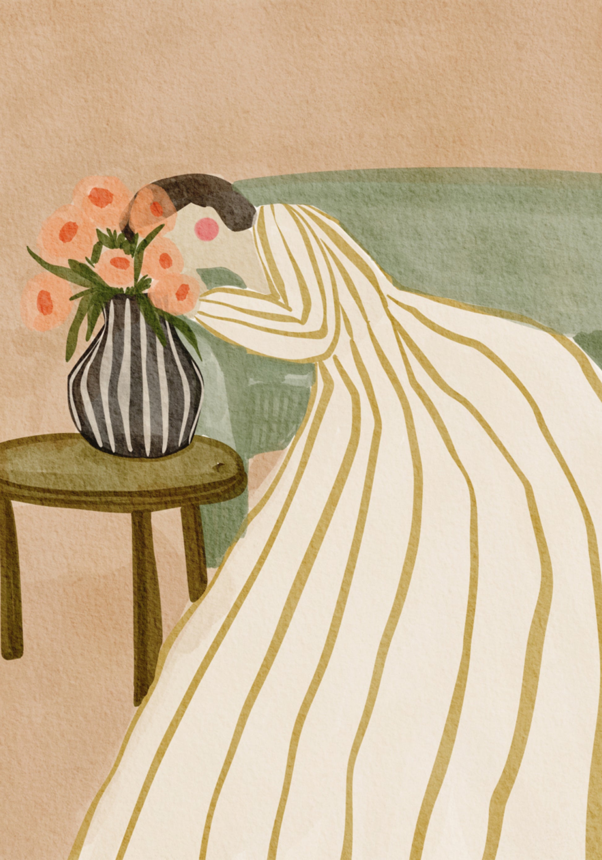 Mujer admirando las flores