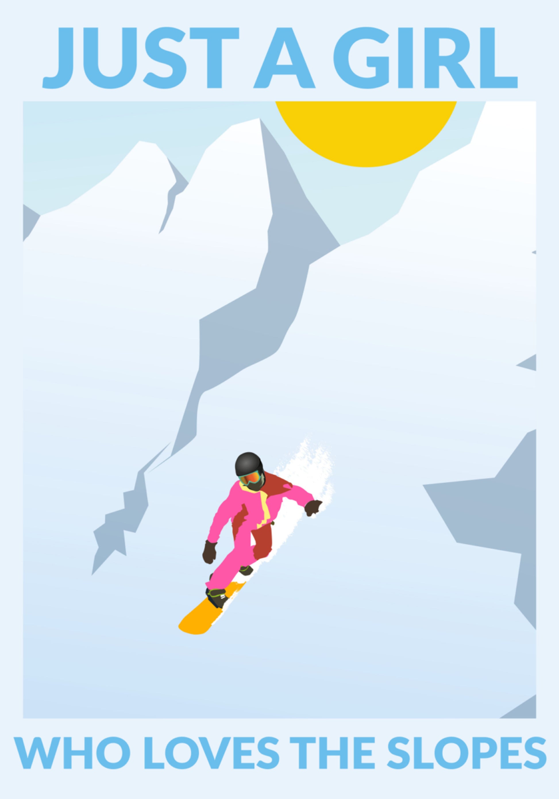 Chica Snowboard Montañas Soleadas