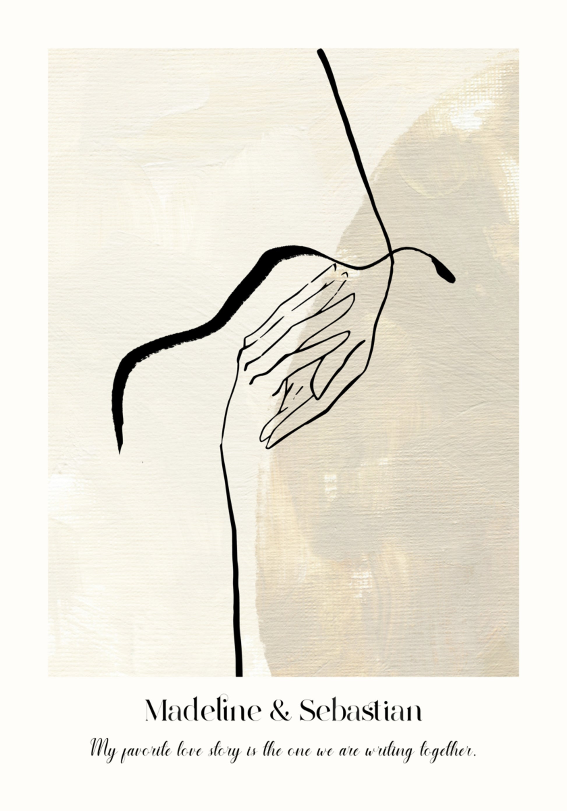 Arte lineal de amor abstracto minimalista Póster
