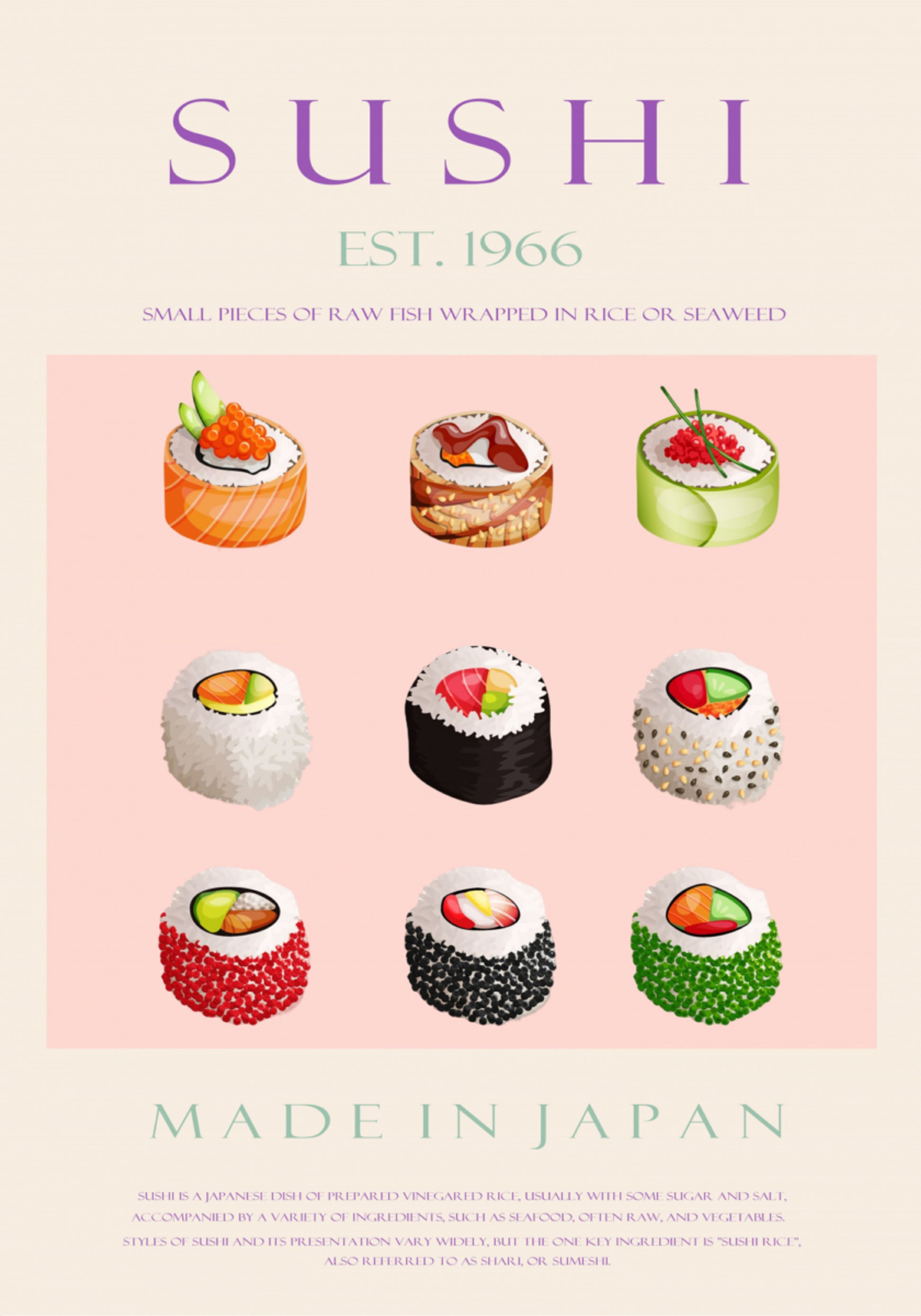 Colección de sushi japonés