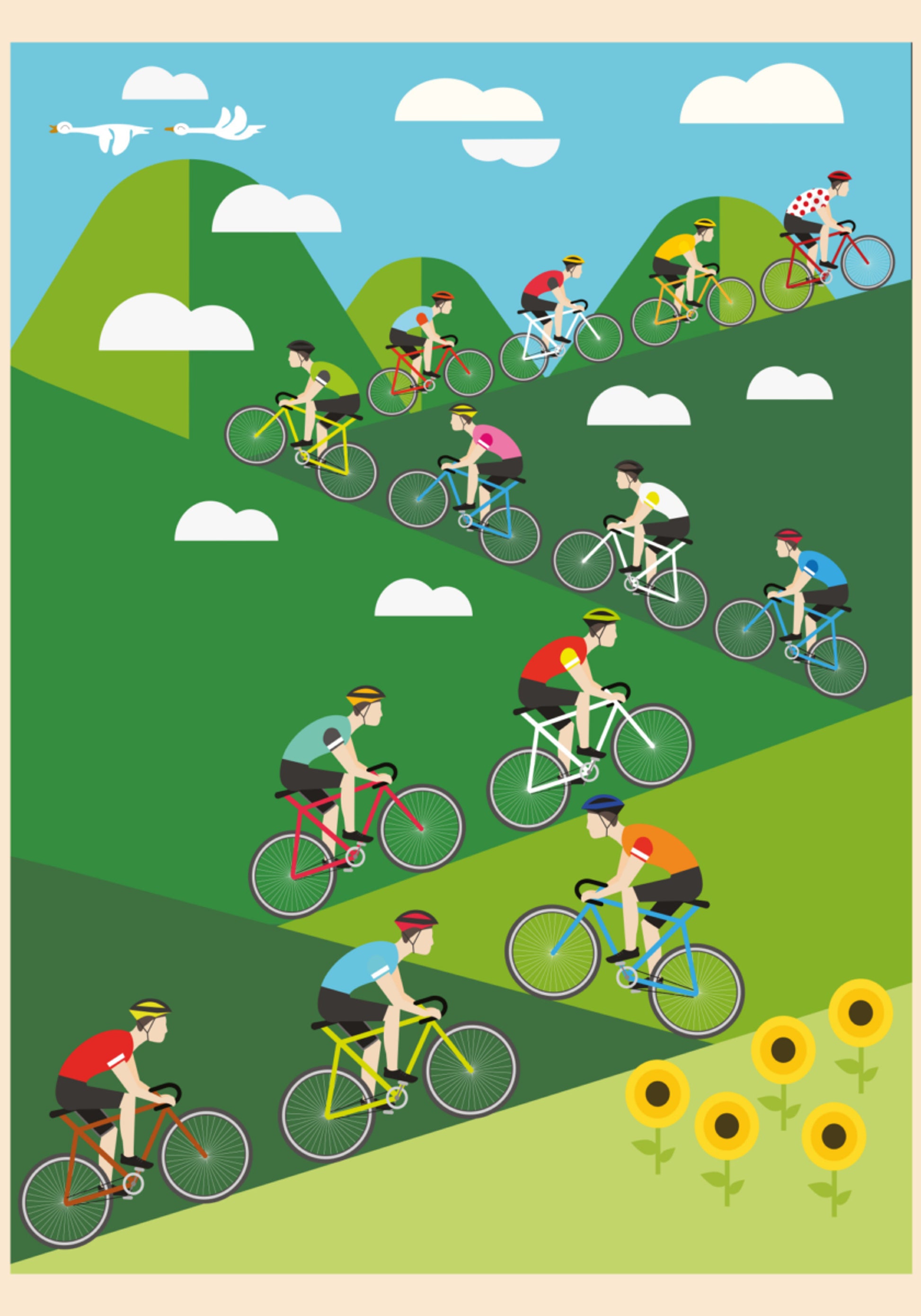 Carrera ciclista cuesta arriba