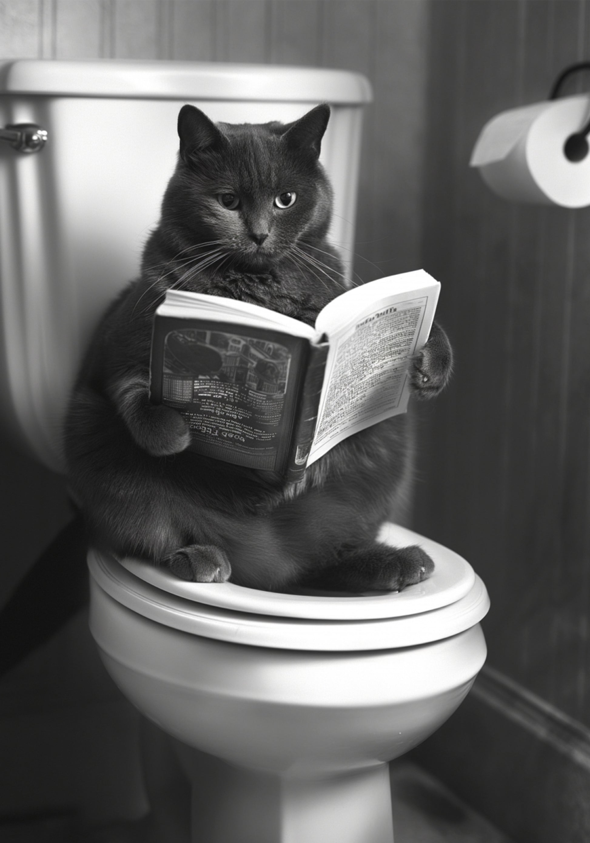Gatito de talla grande en el baño