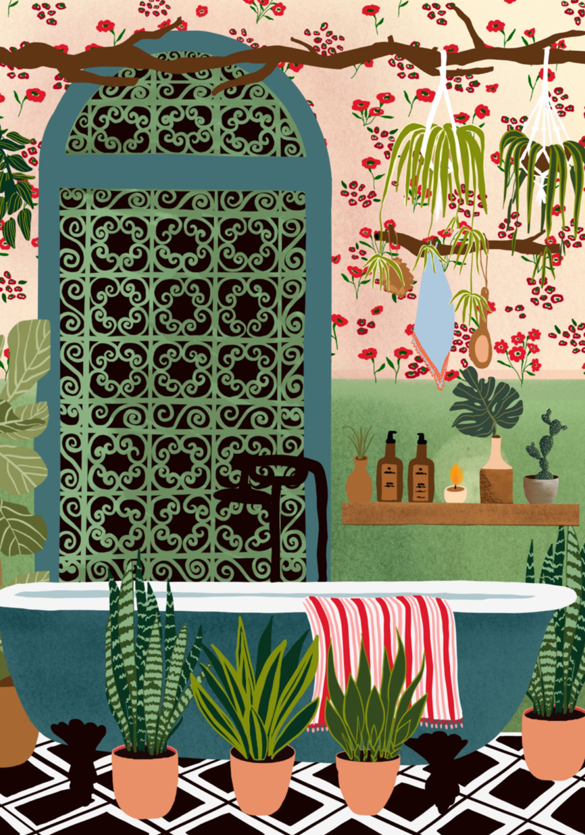 Baño botánico exuberante