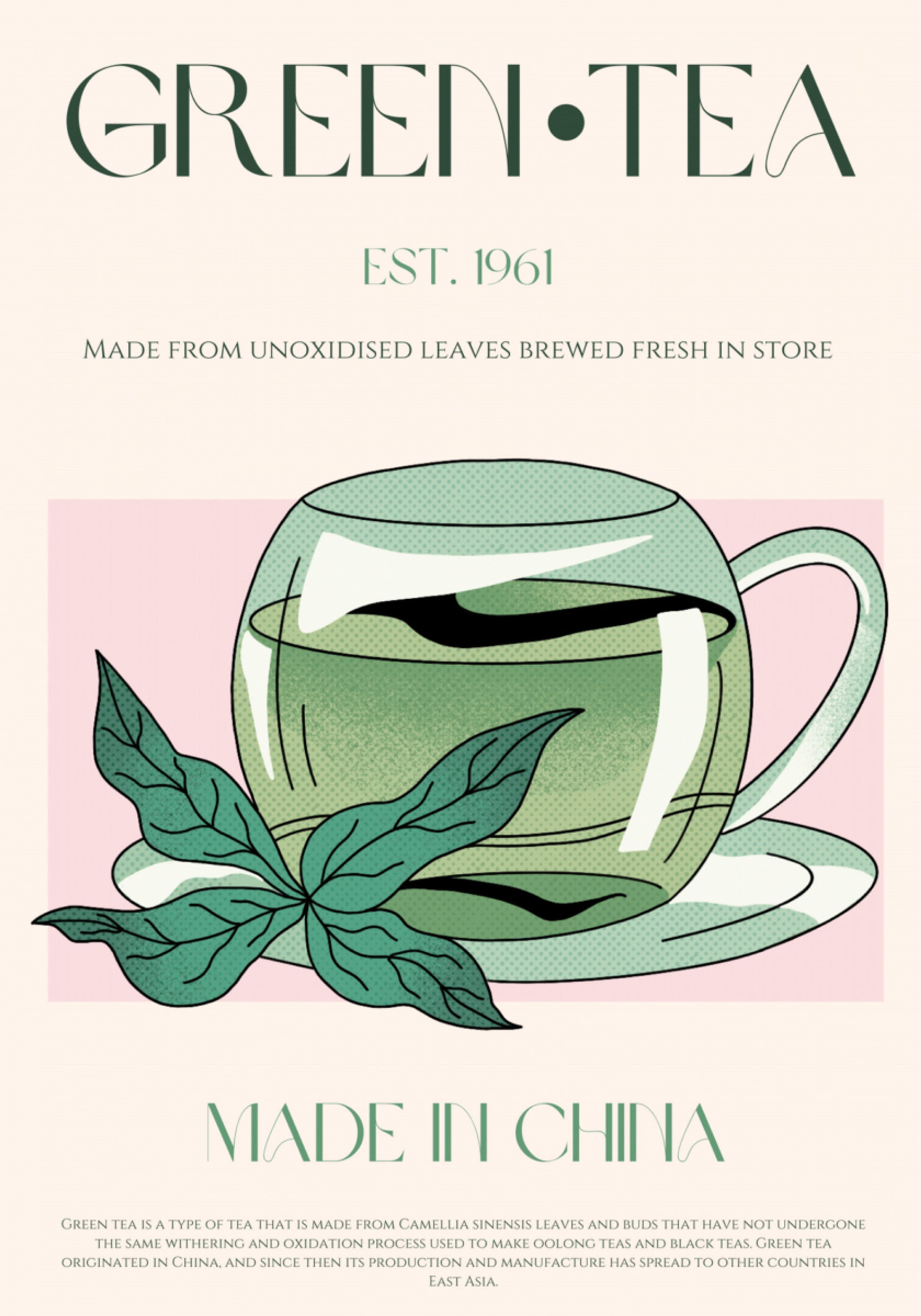 Ilustración de té verde fresco