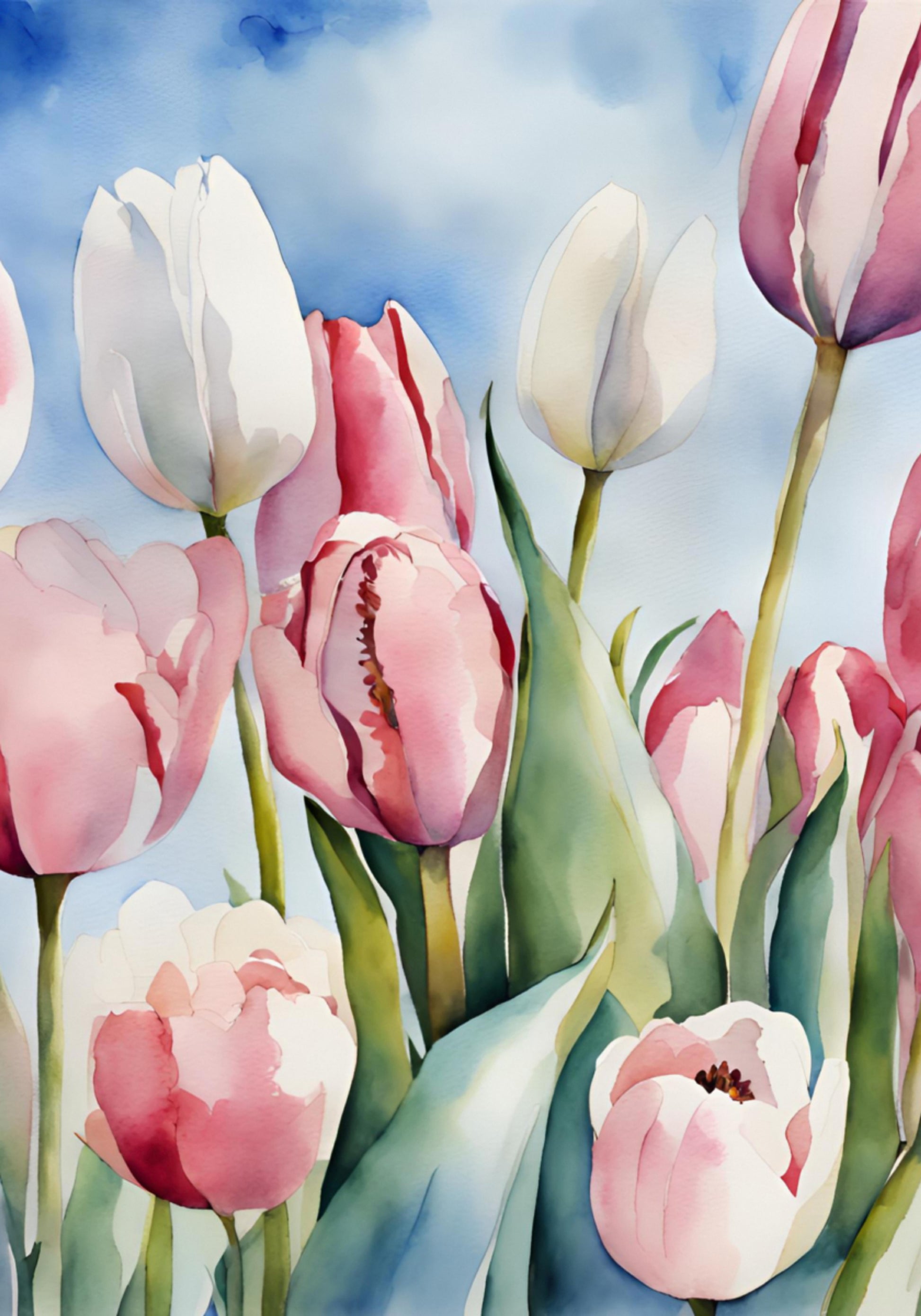 Tulipanes Primavera Acuarela