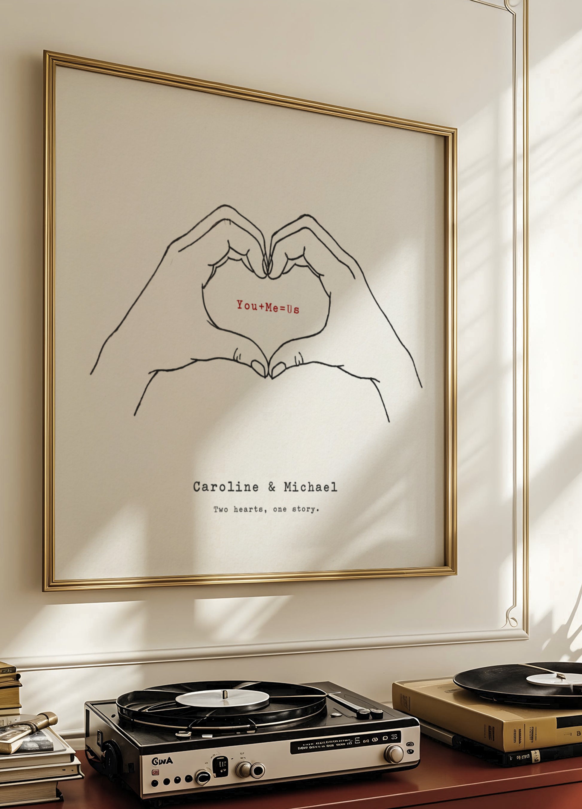 Arte minimalista de manos de amor