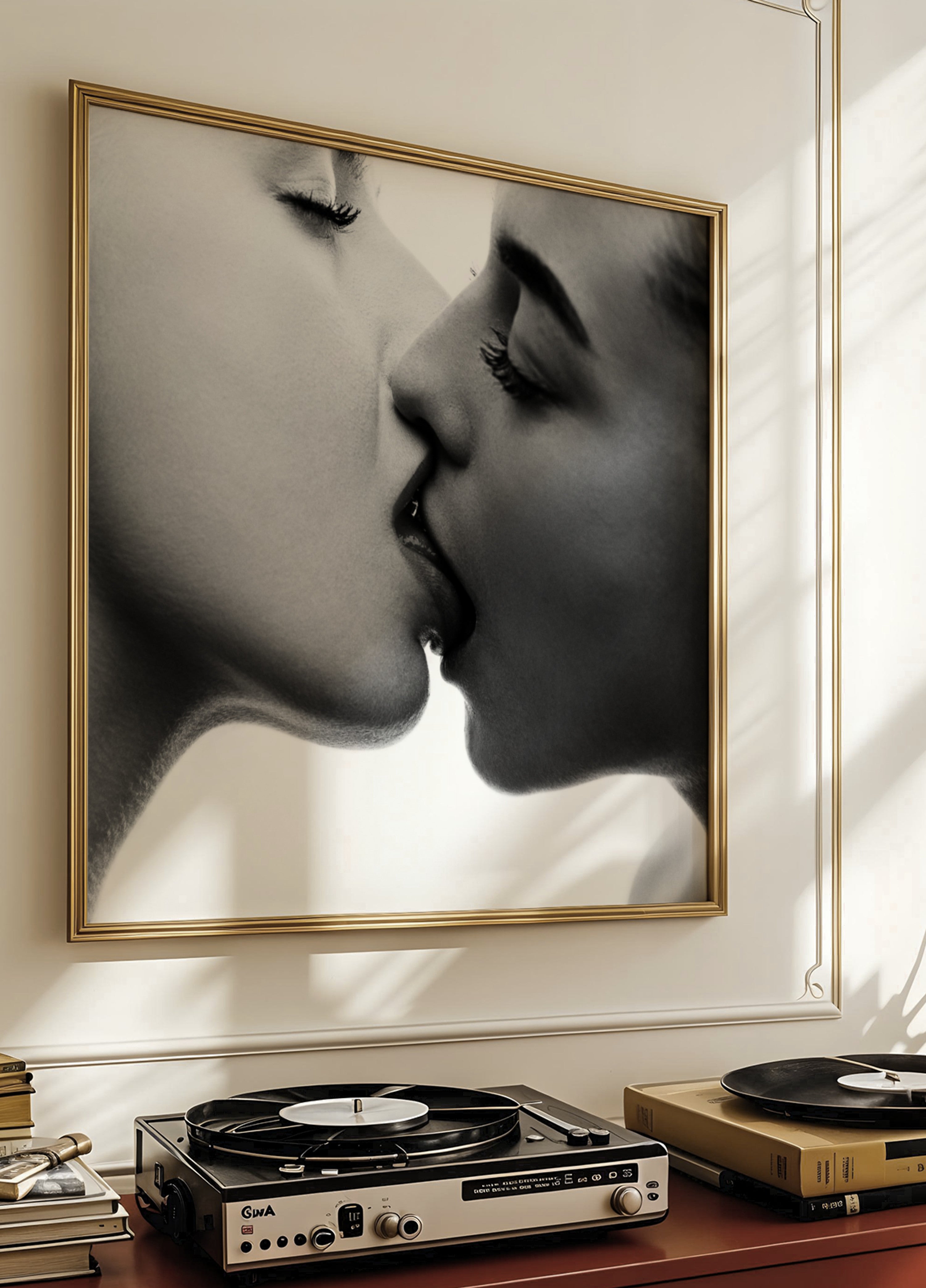 Beso de mujer tierna