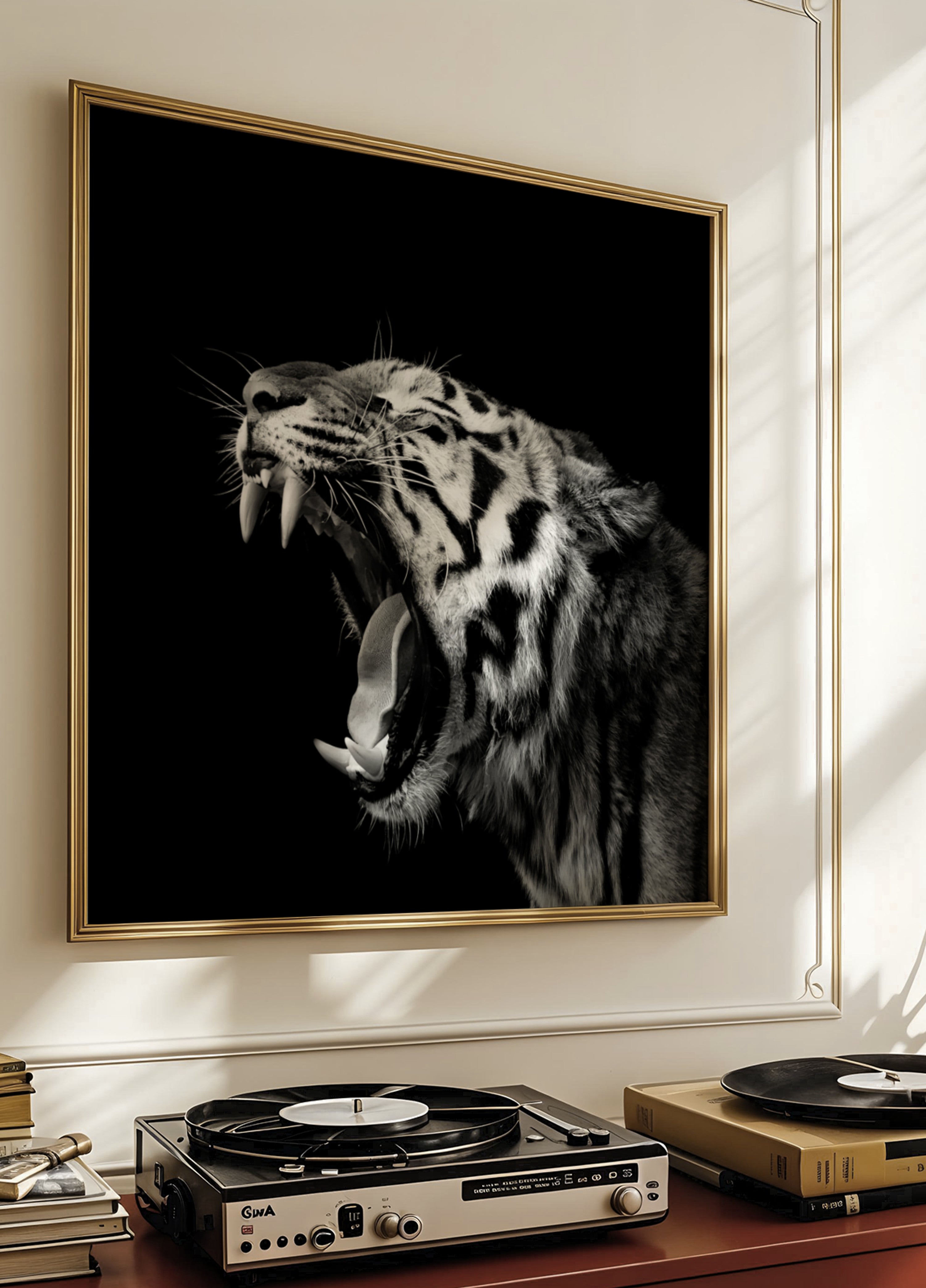 Retrato de tigre rugiente