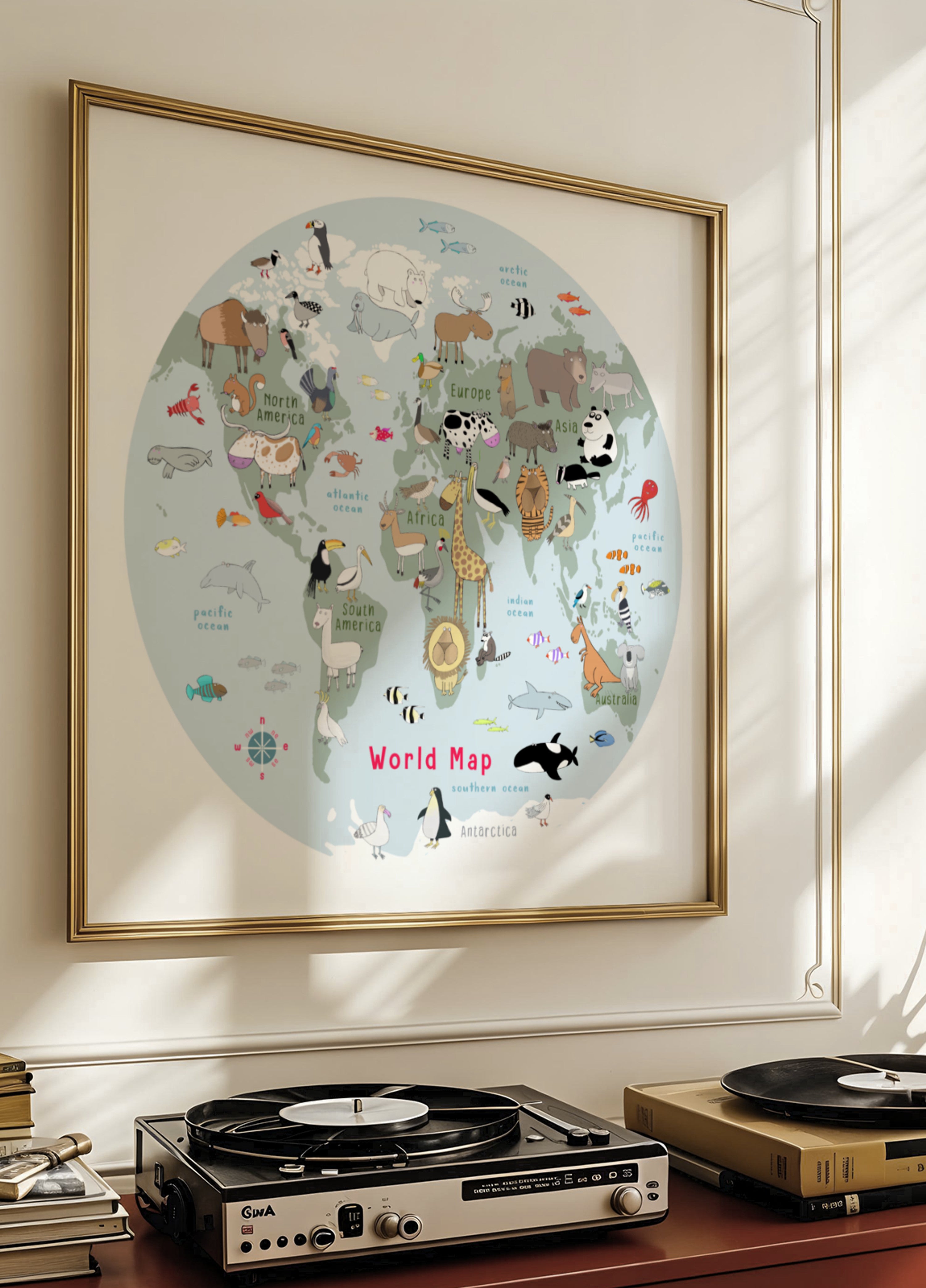 Lindo mapa del mundo animal