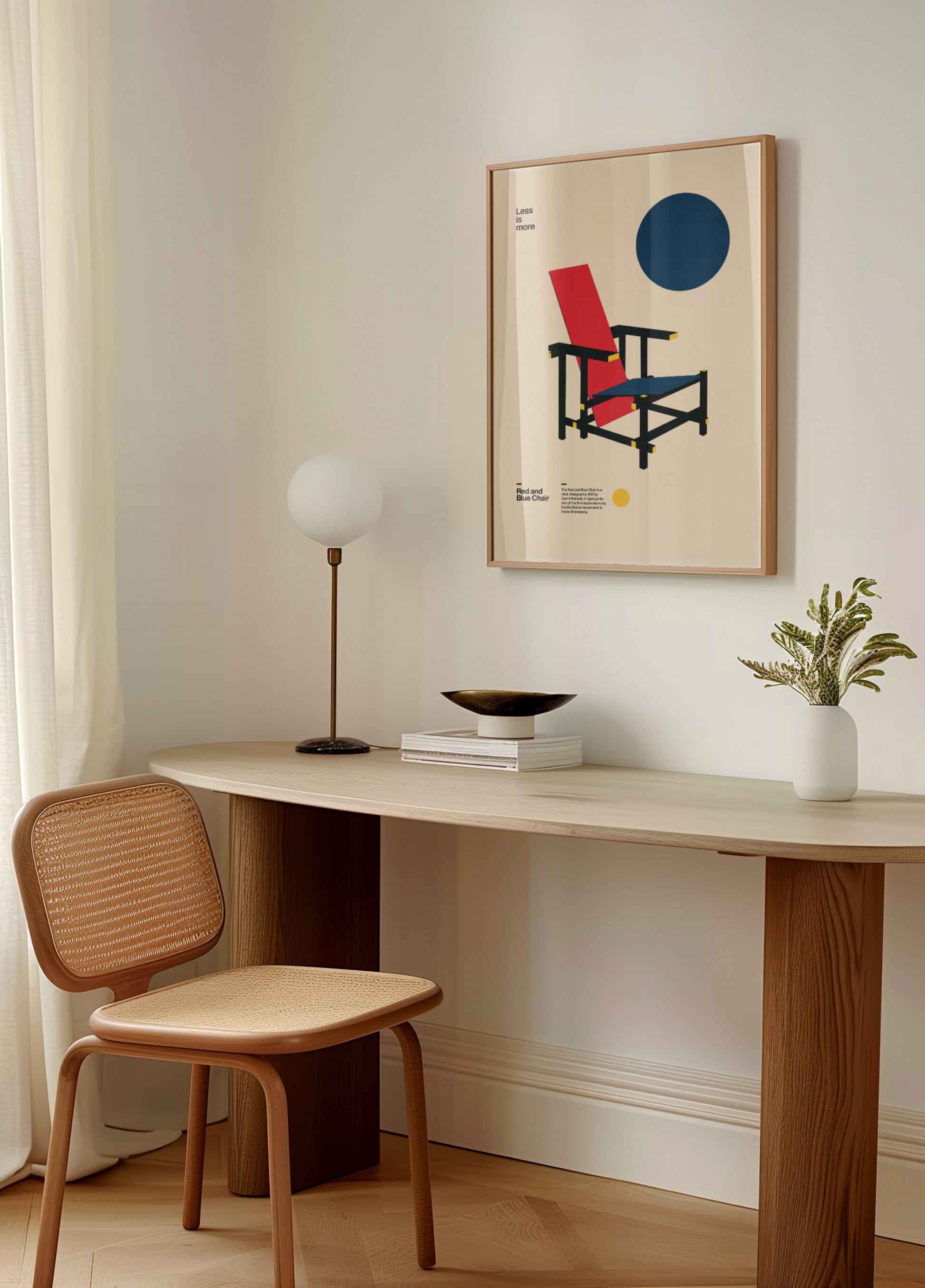 Silla roja y azul