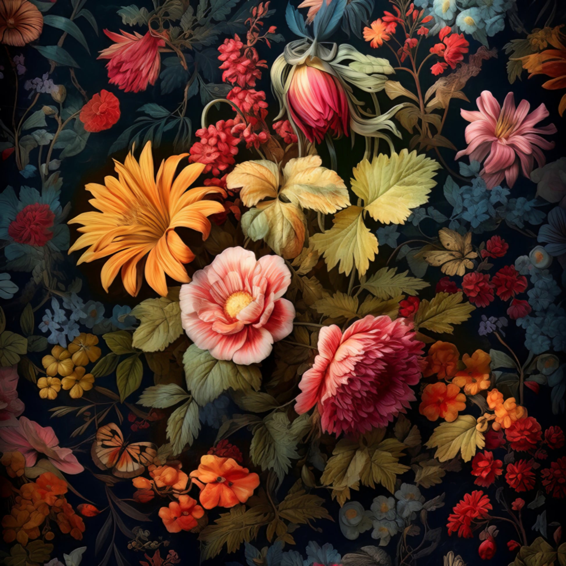 Exuberante floración floral oscura