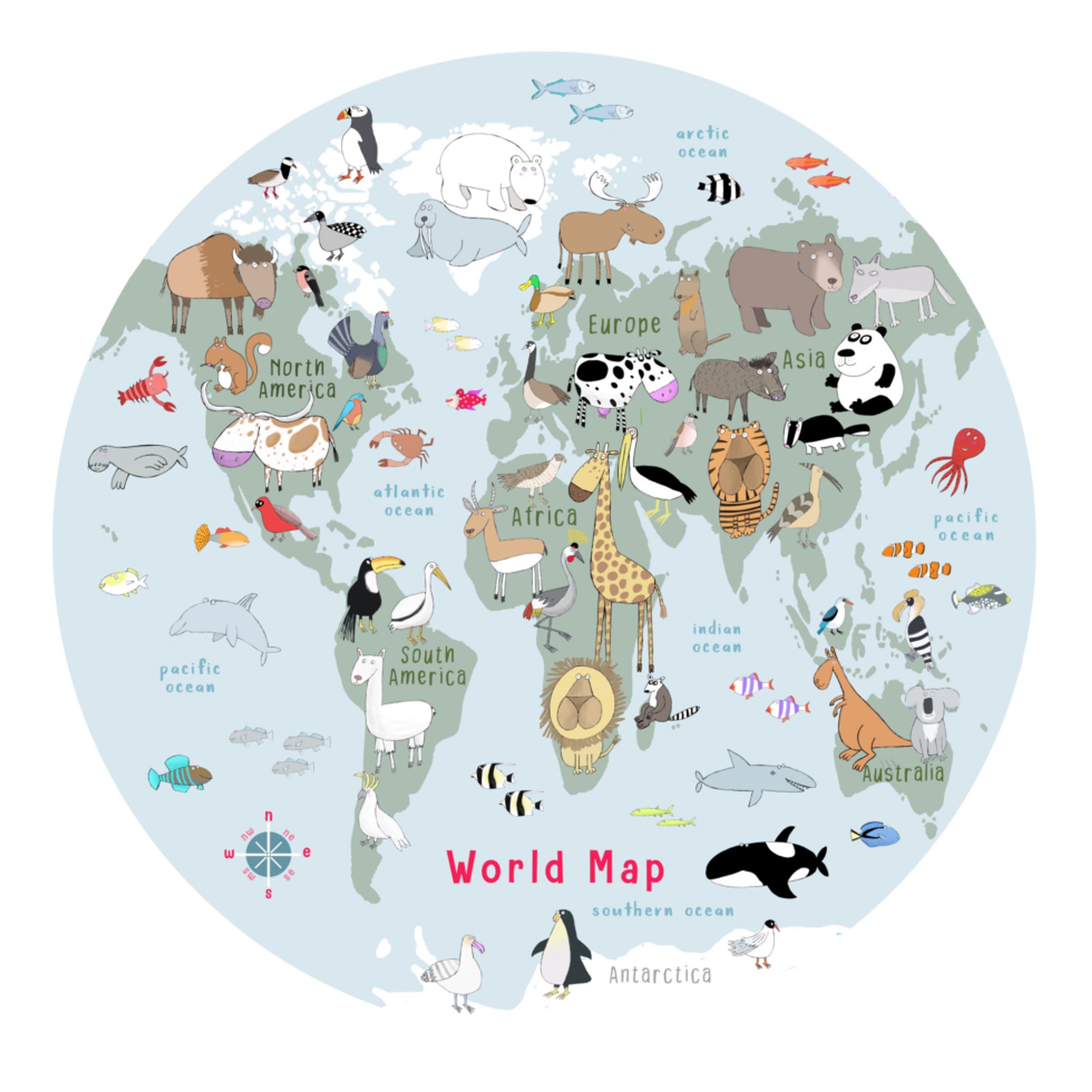 Lindo mapa del mundo animal