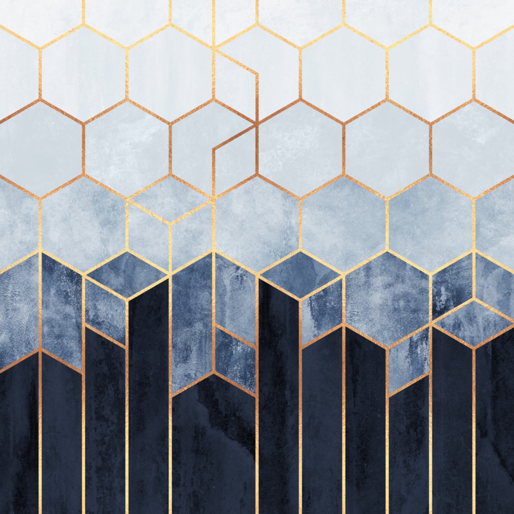 Hexágonos azules dorados