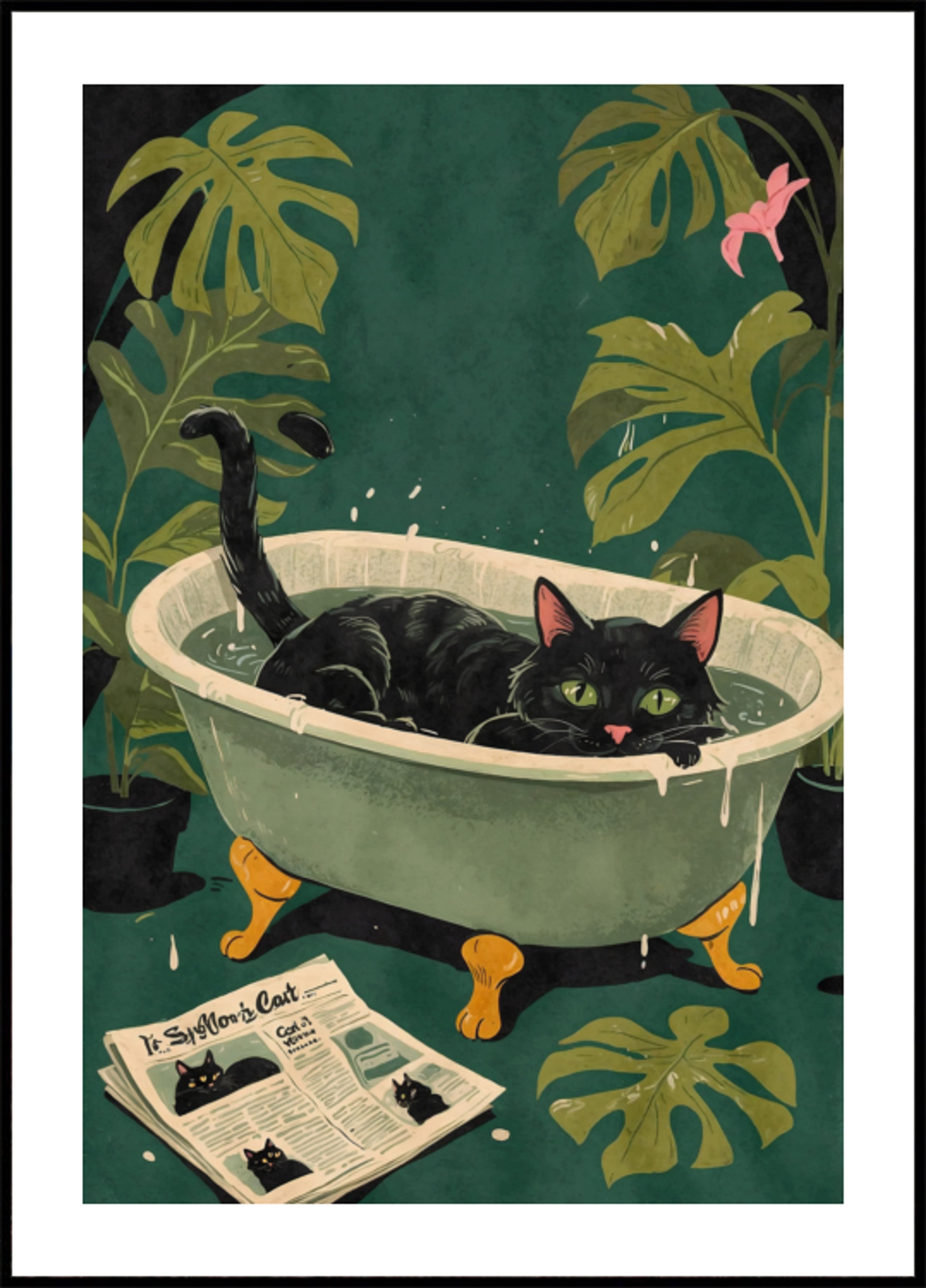Gato de bañera de ojos verdes