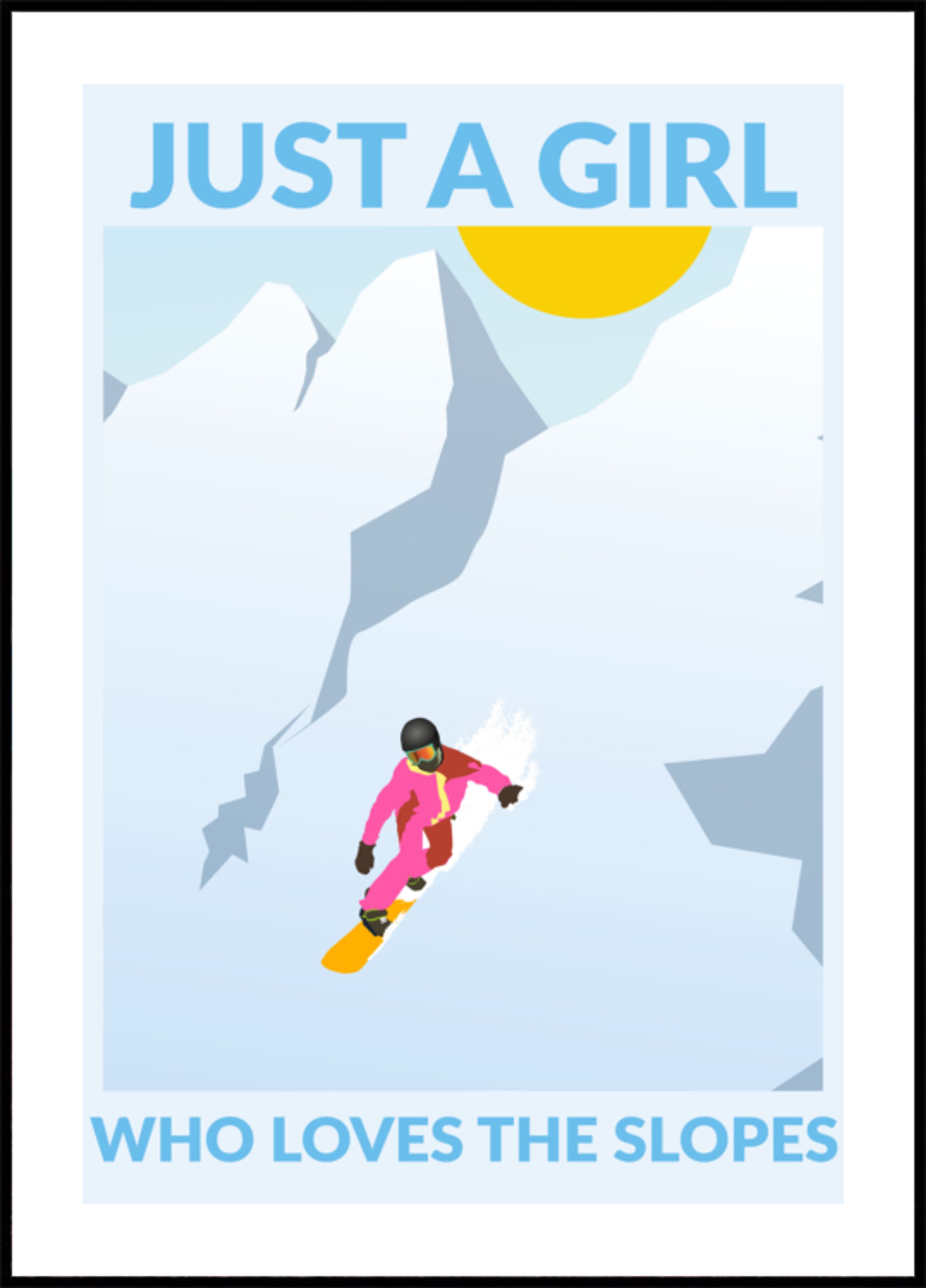 Chica Snowboard Montañas Soleadas