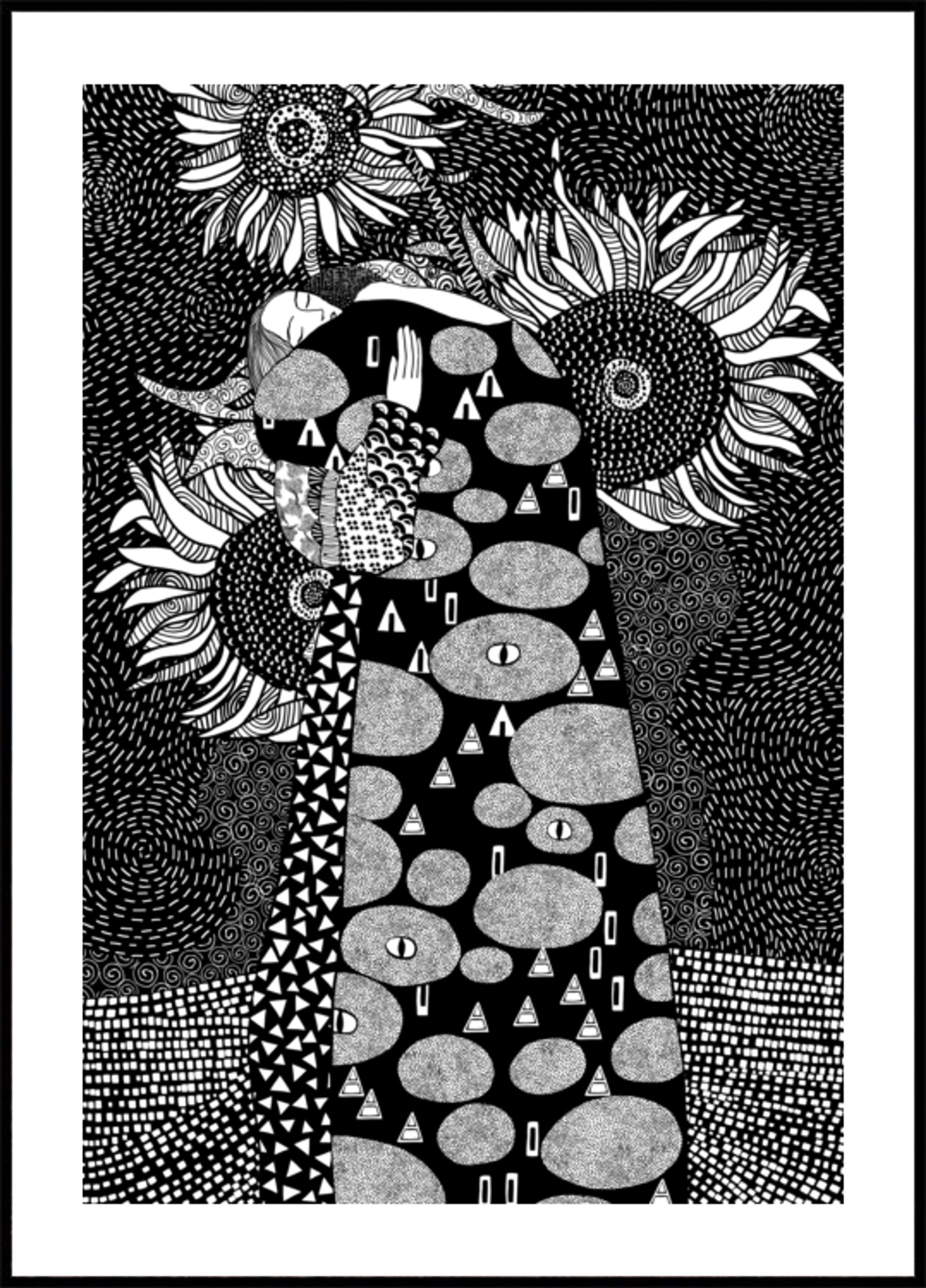 Retrato decorativo de girasol
