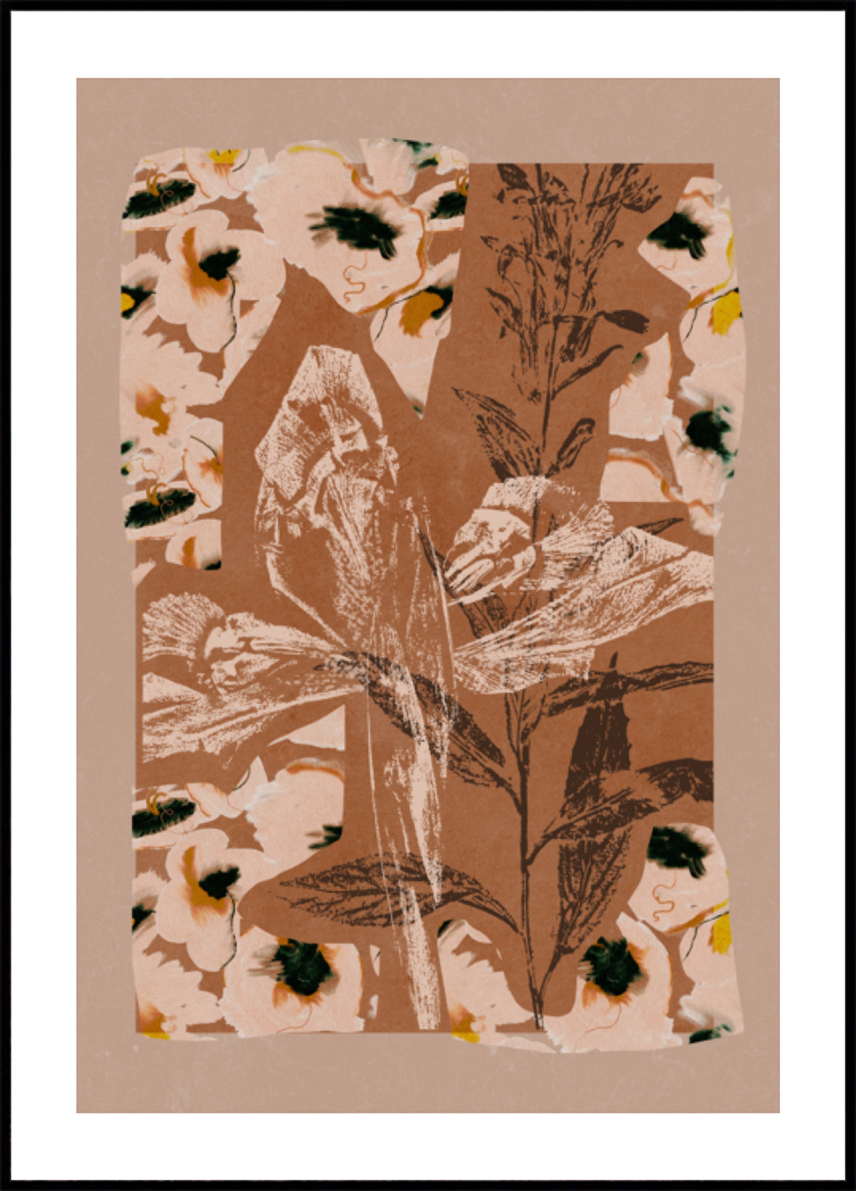 Collage floral terroso