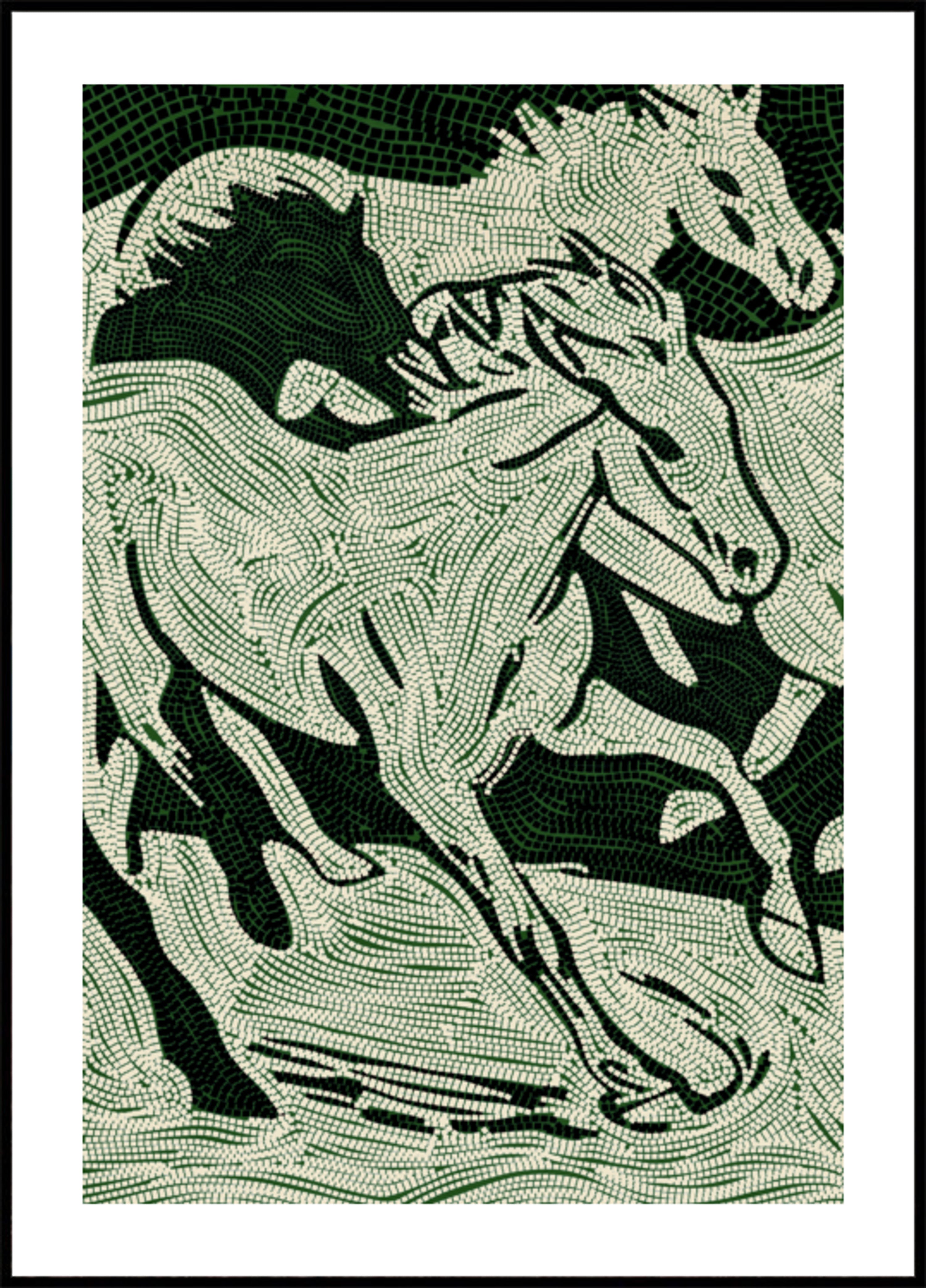 Caballos verdes que fluyen
