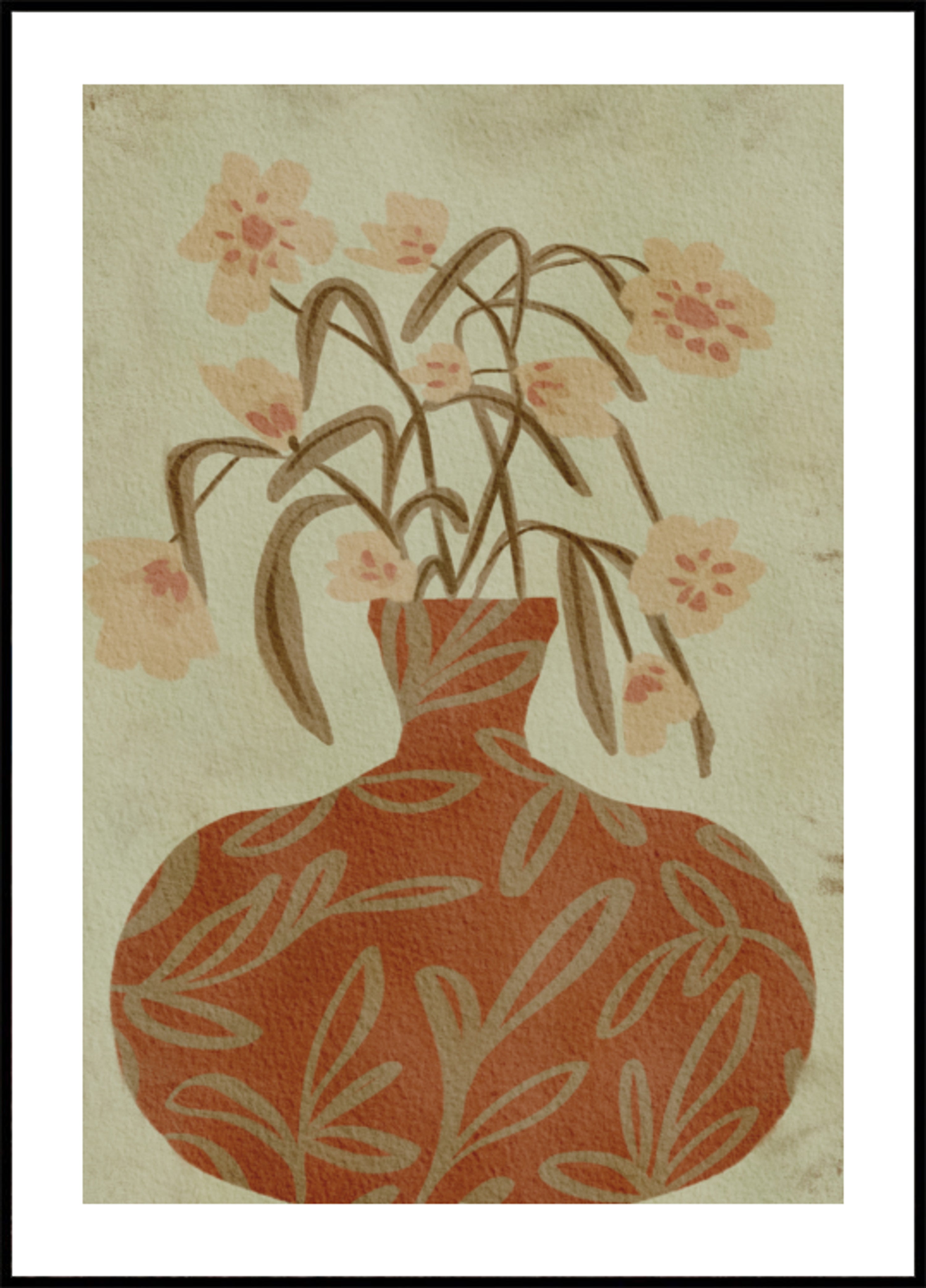 Flores de jarrón de terracota