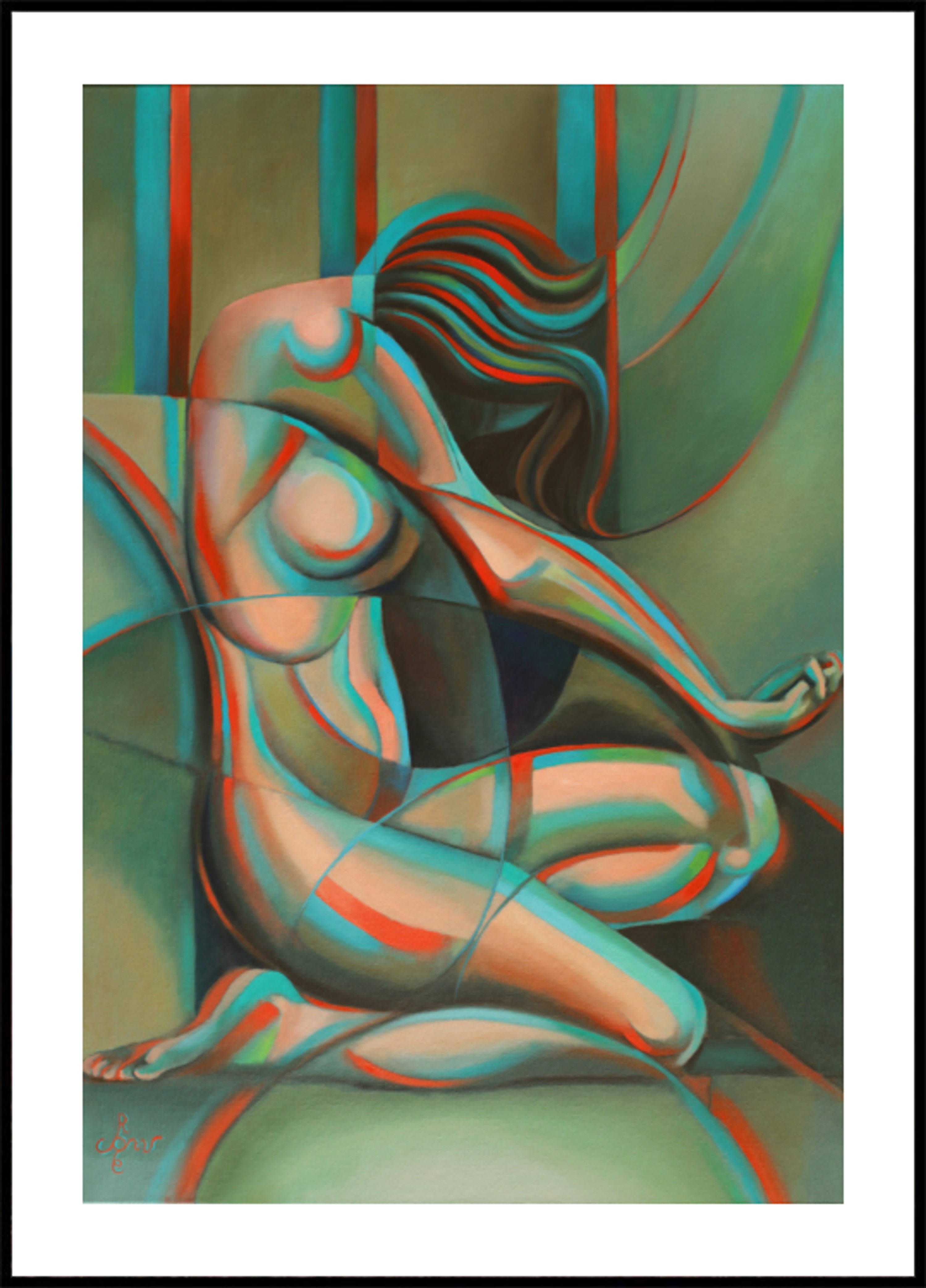 Mujer cubista contemplativa