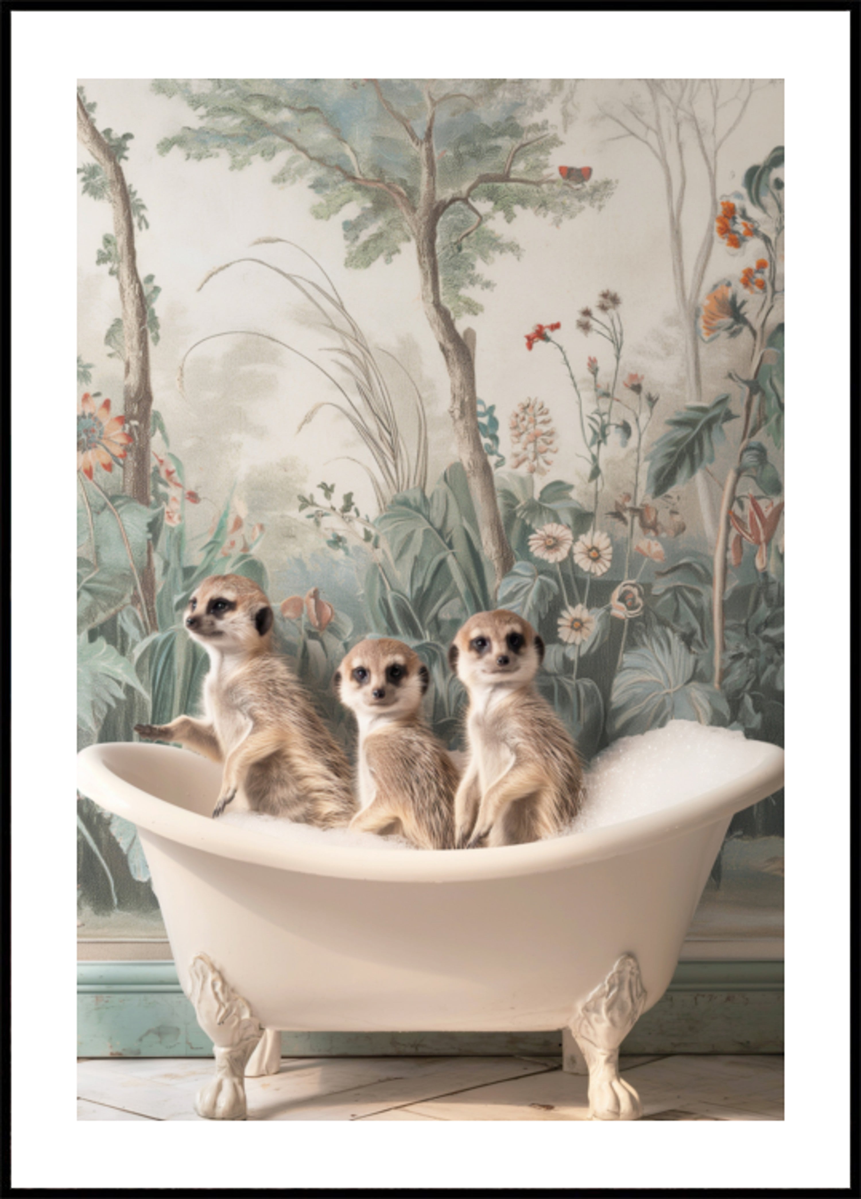 La hora del baño de tres suricatas