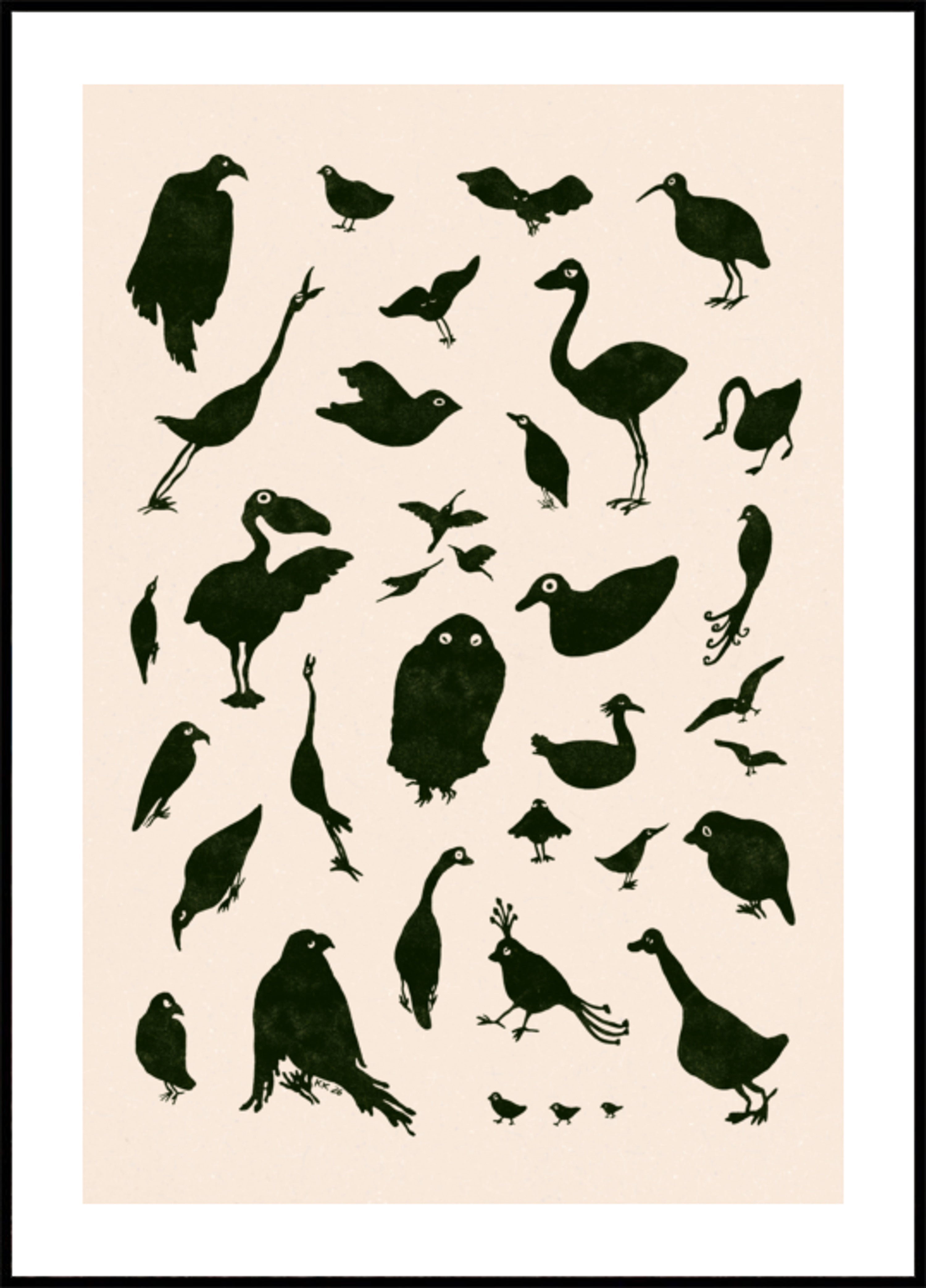 Varias siluetas de pájaros