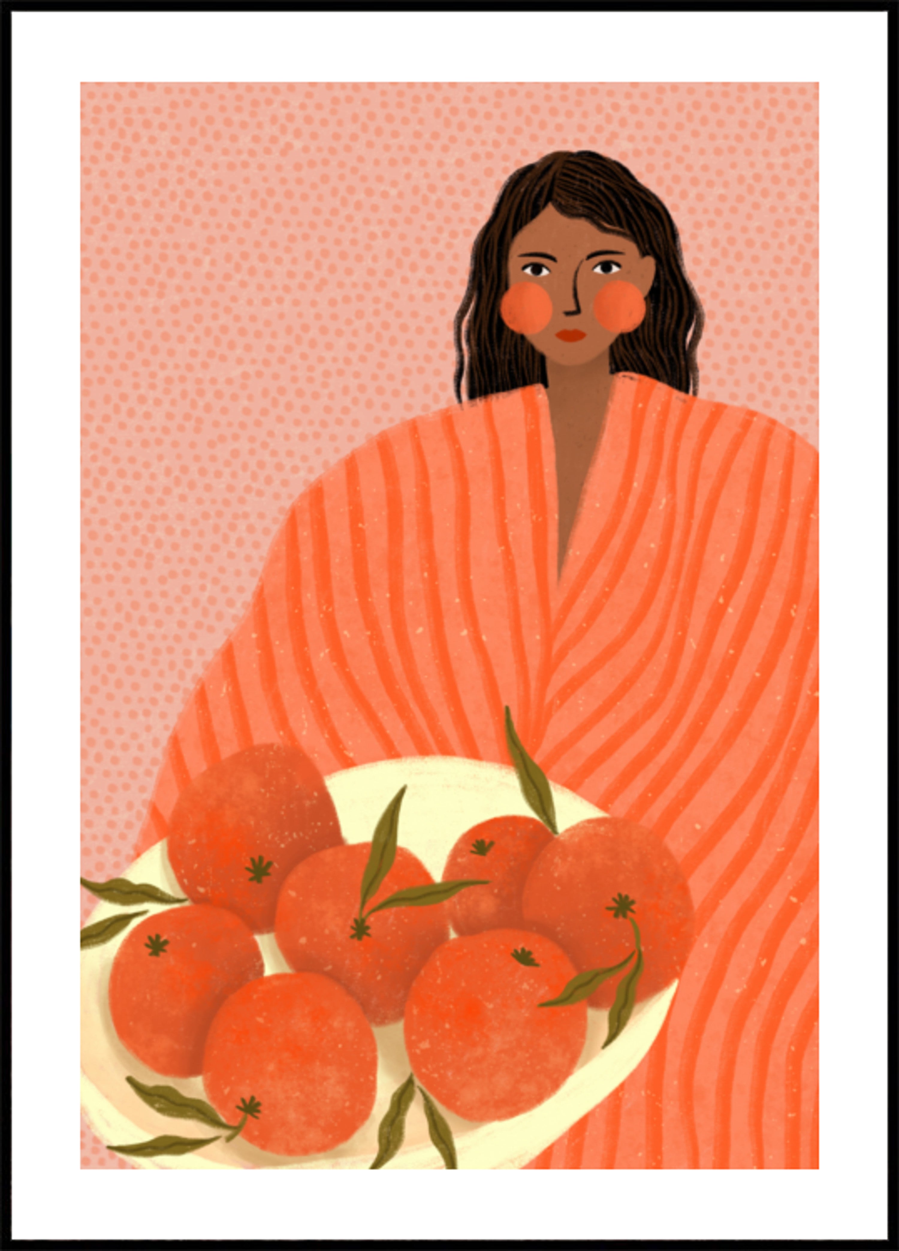 Mujer sosteniendo naranjas