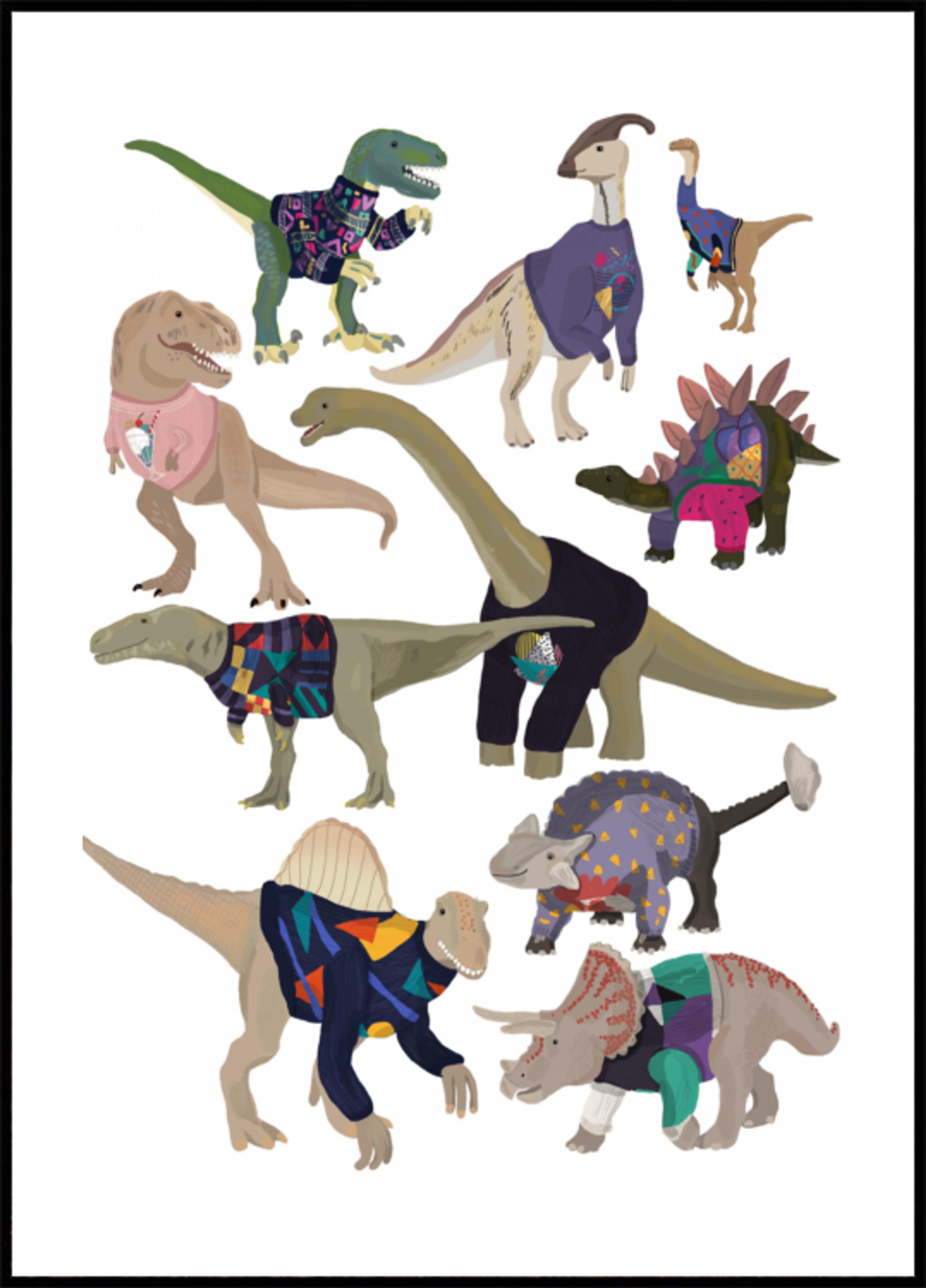 Suéteres de dinosaurios caprichosos