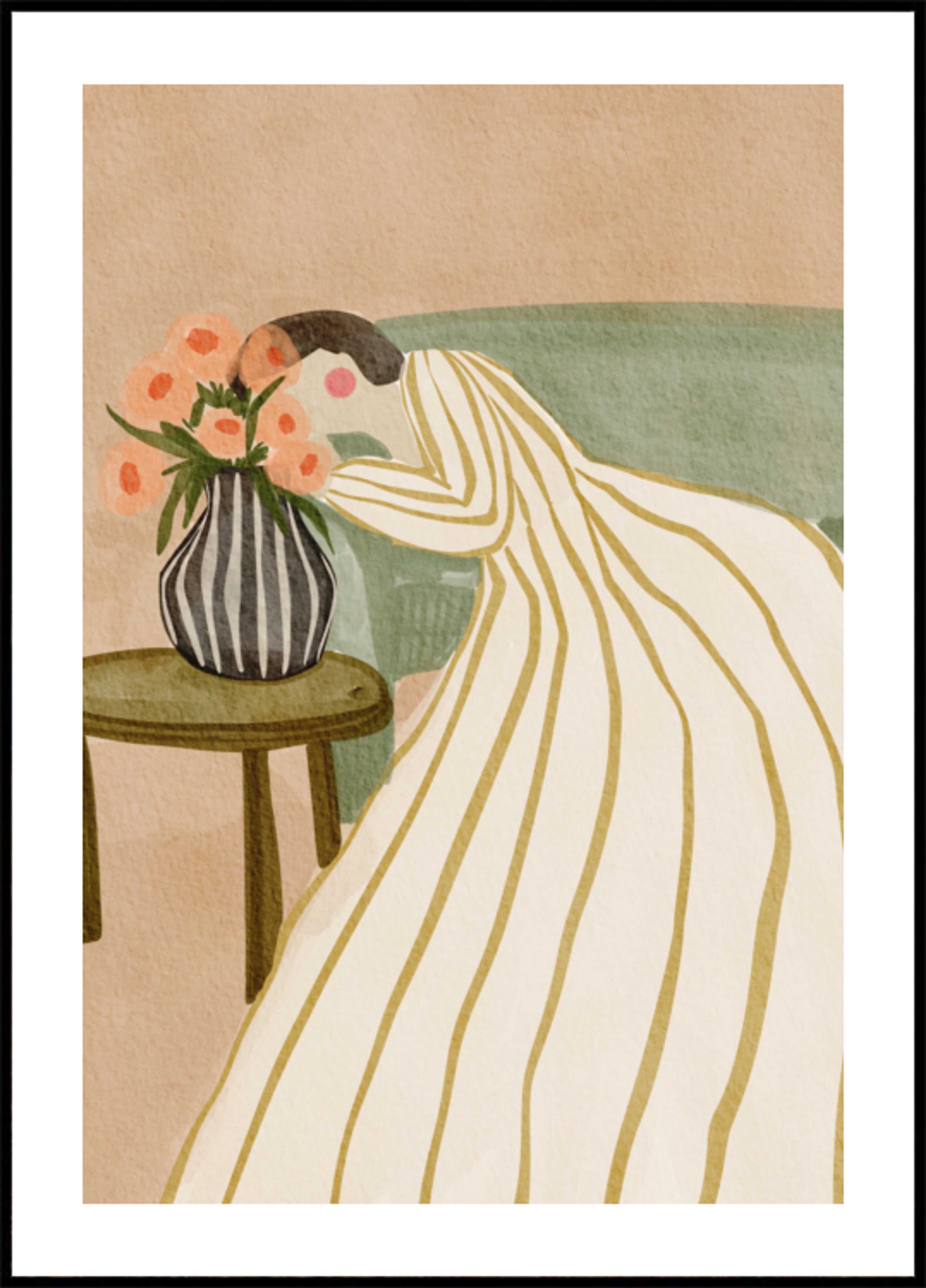 Mujer admirando las flores