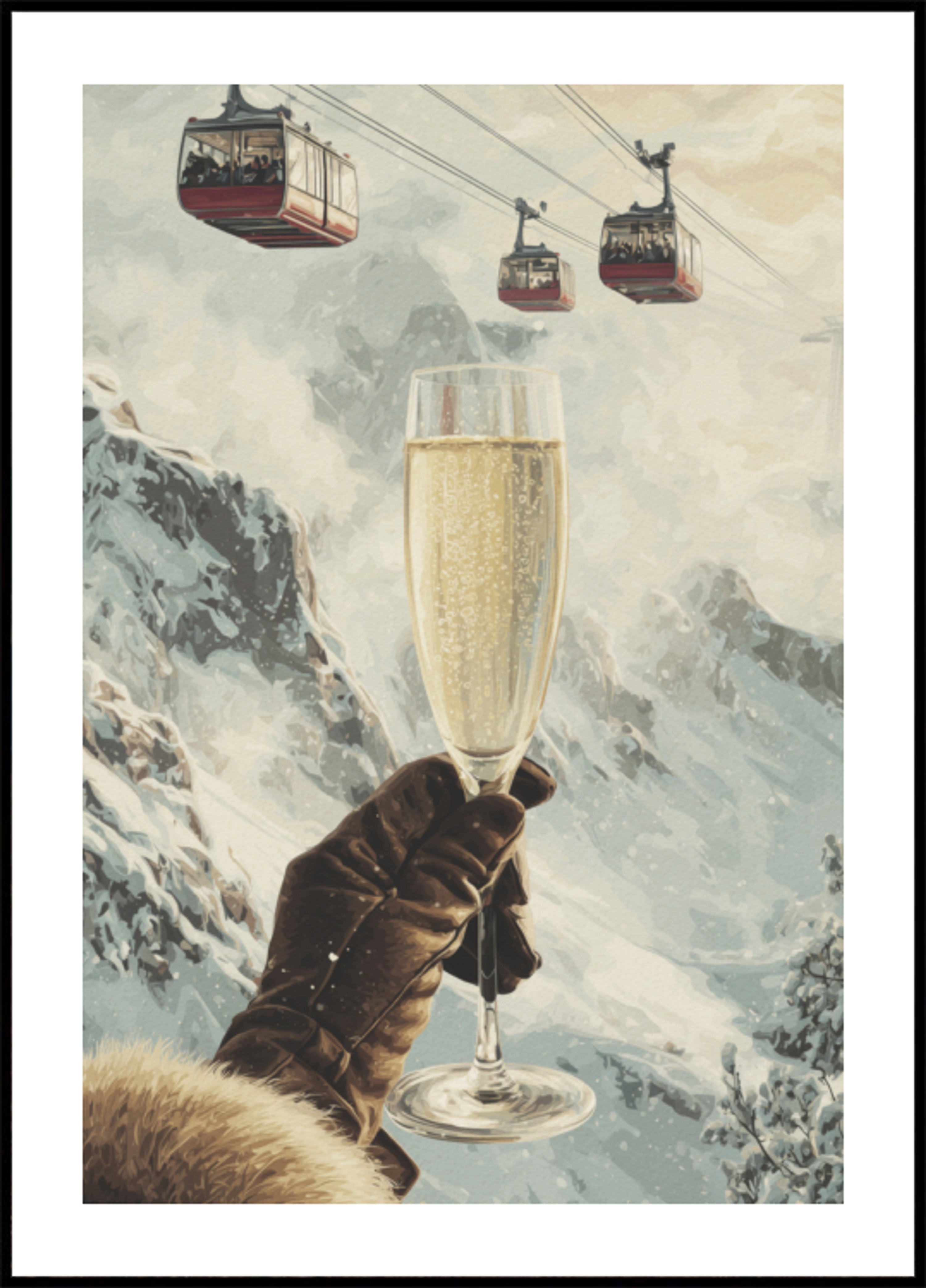 Celebración de la montaña de champán