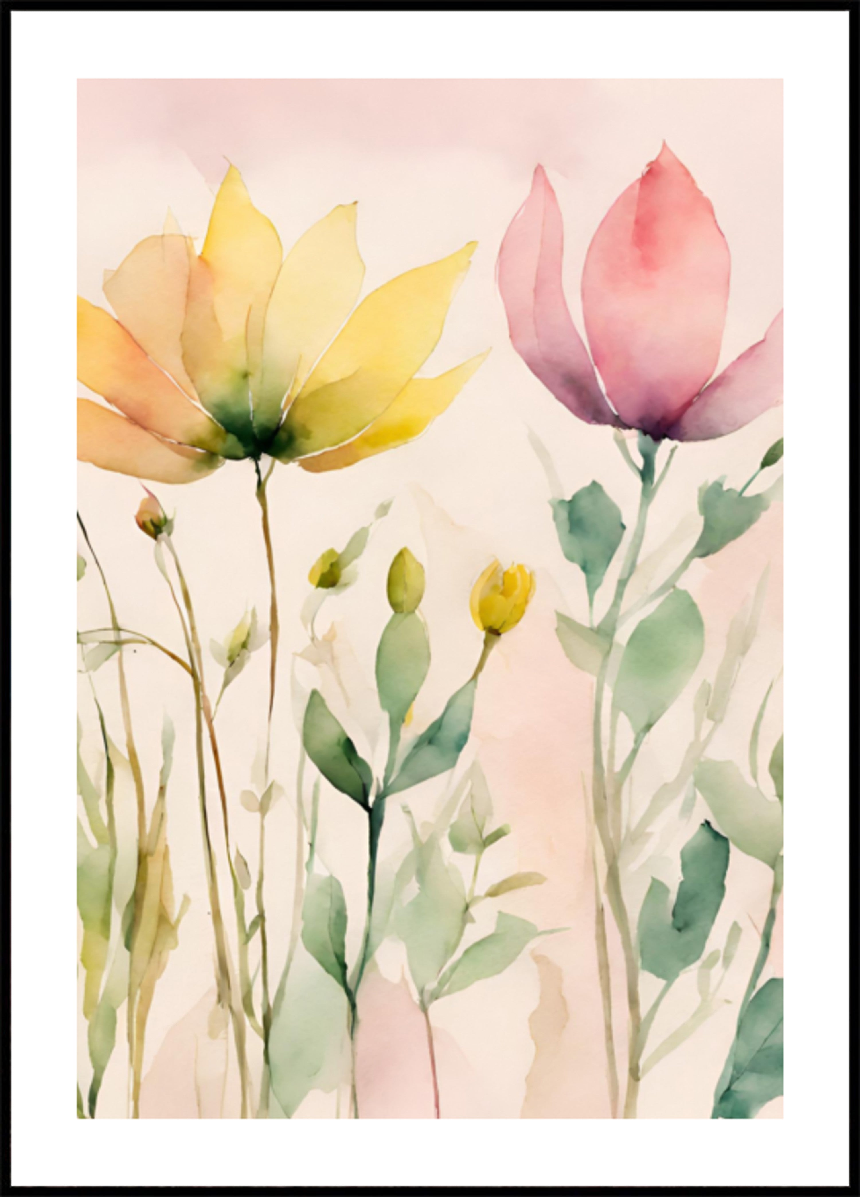 Flores suaves de acuarela