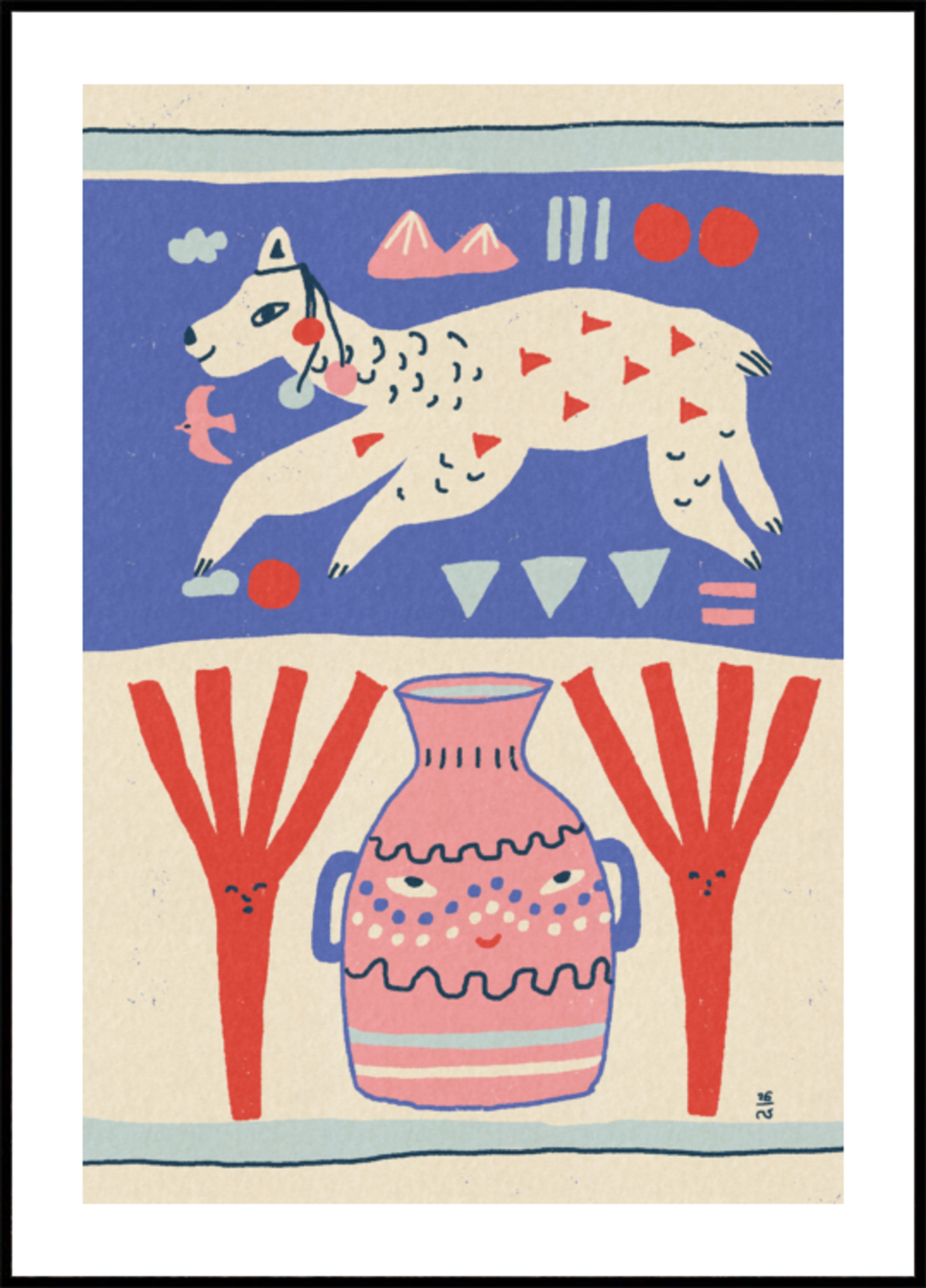 Arte popular de llama juguetona