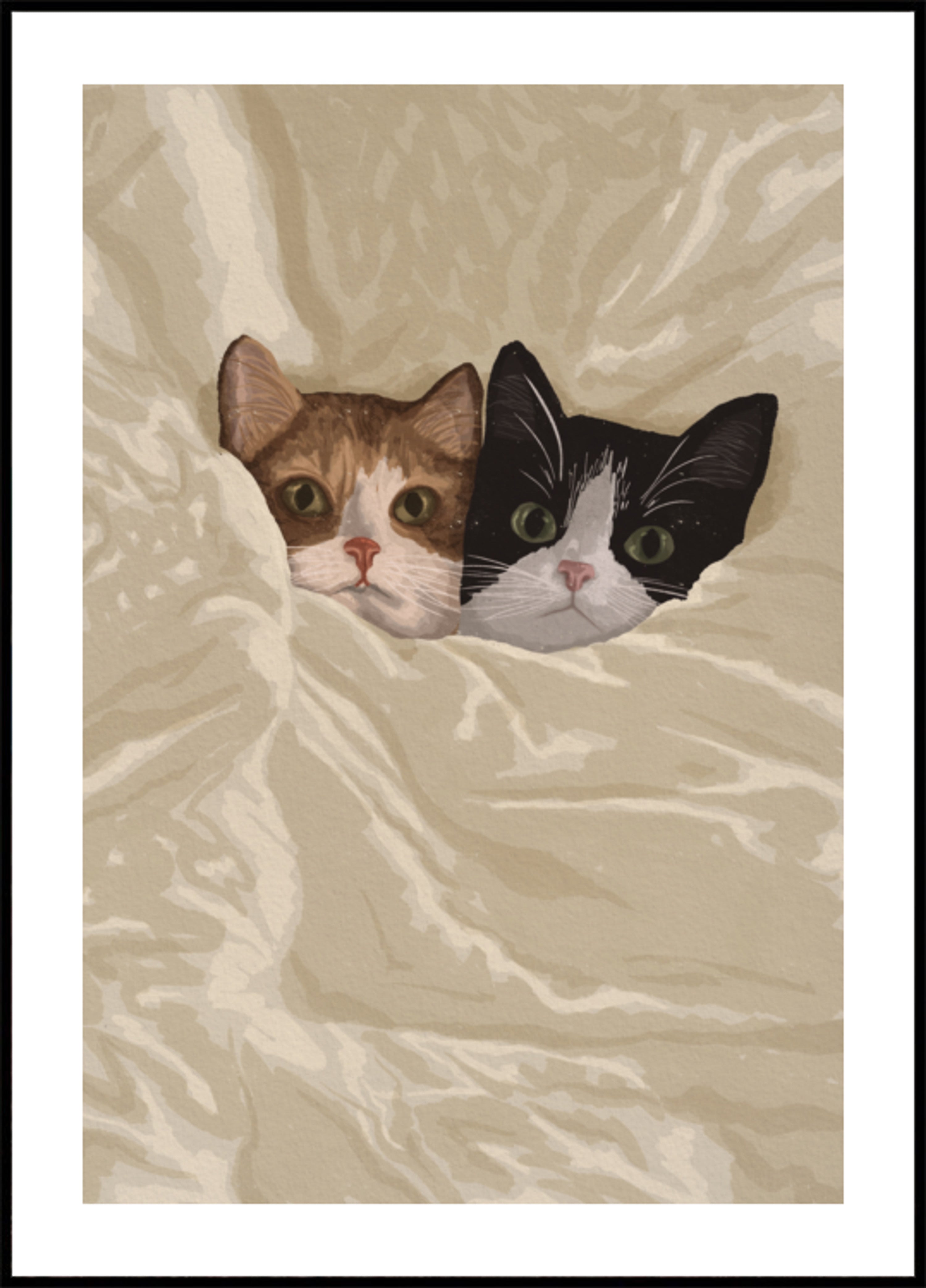 Gatos acogedores asomándose