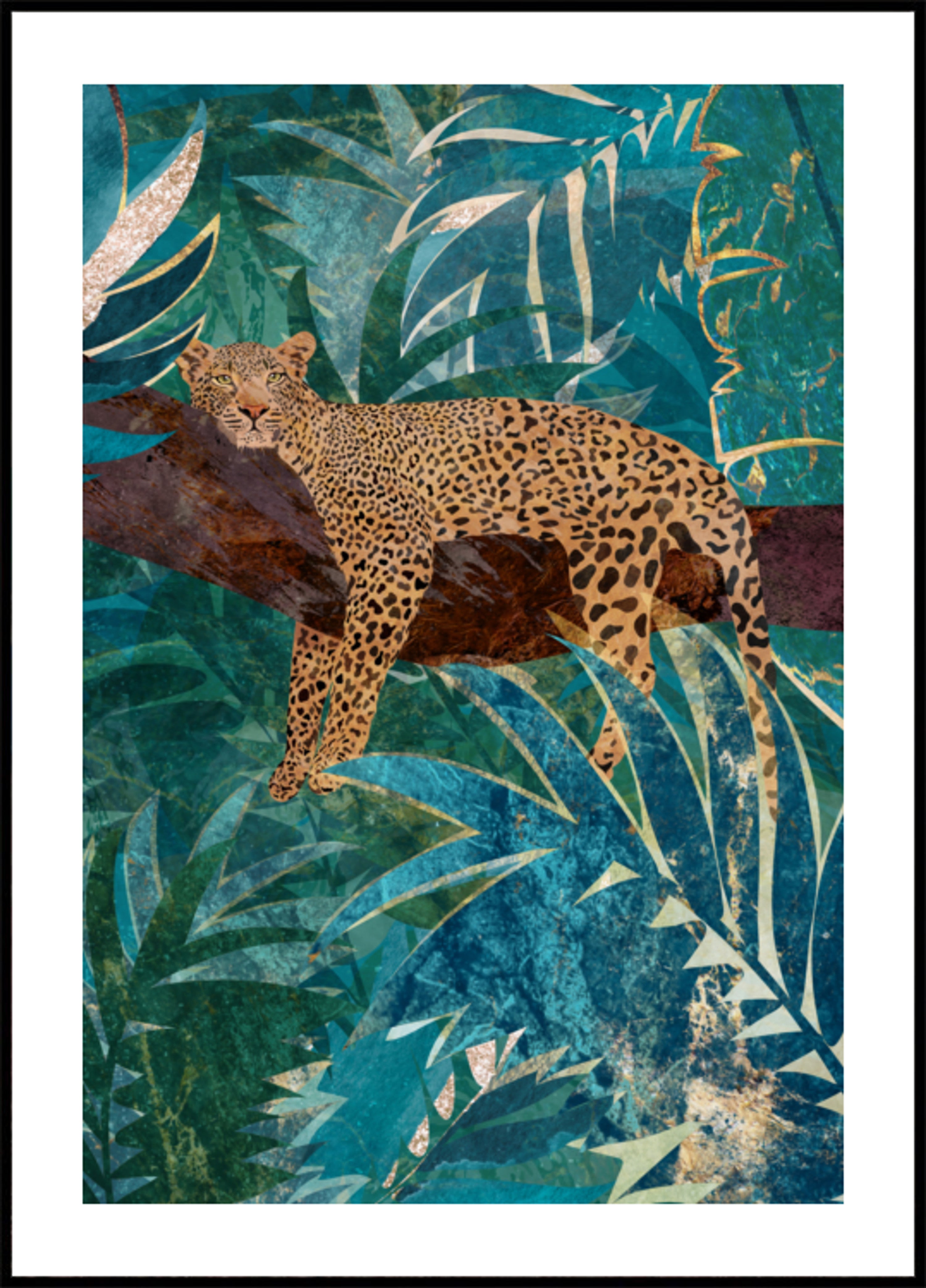 Leopardo de la selva verde azulado