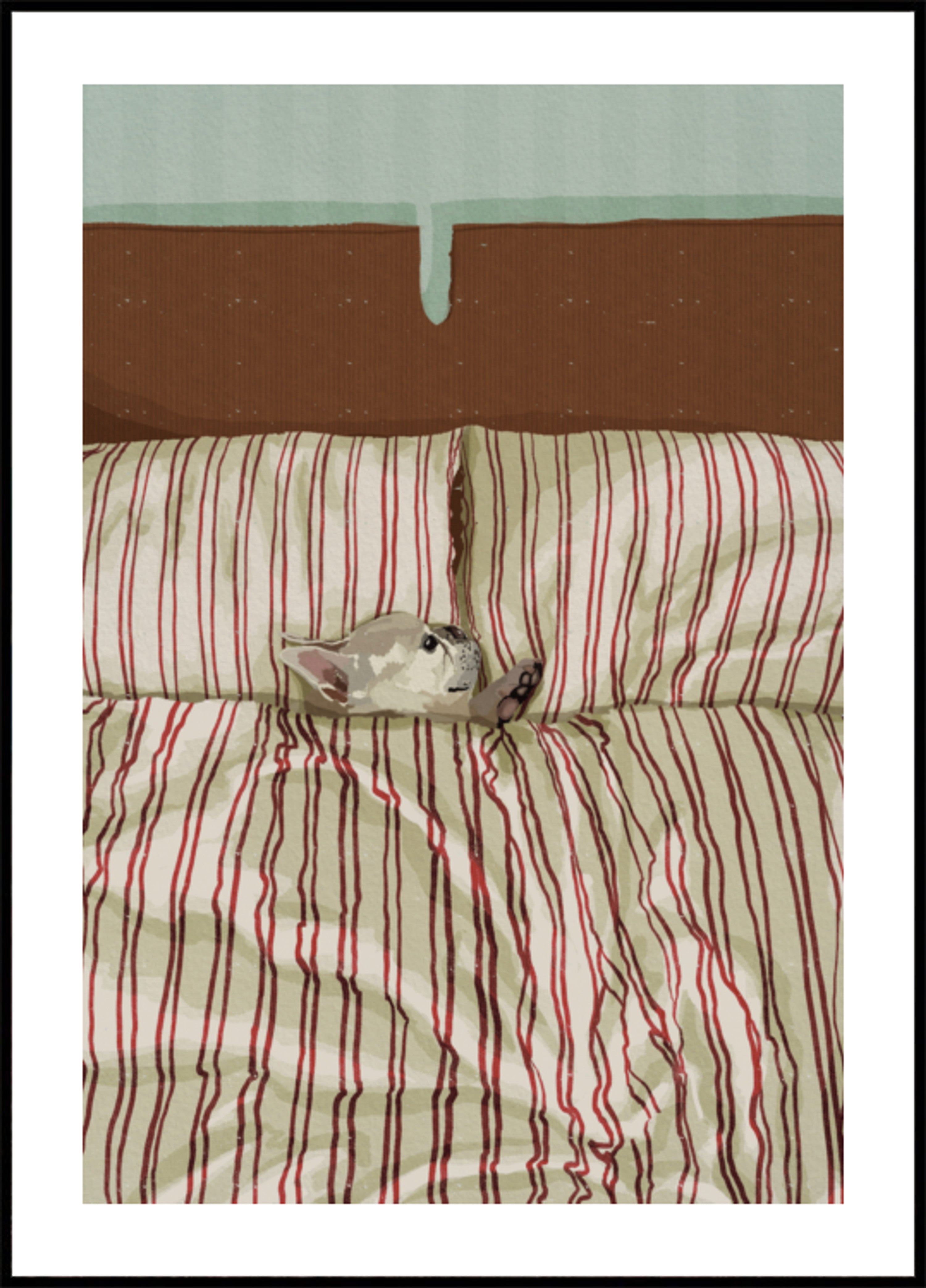 Perro acogedor en la cama