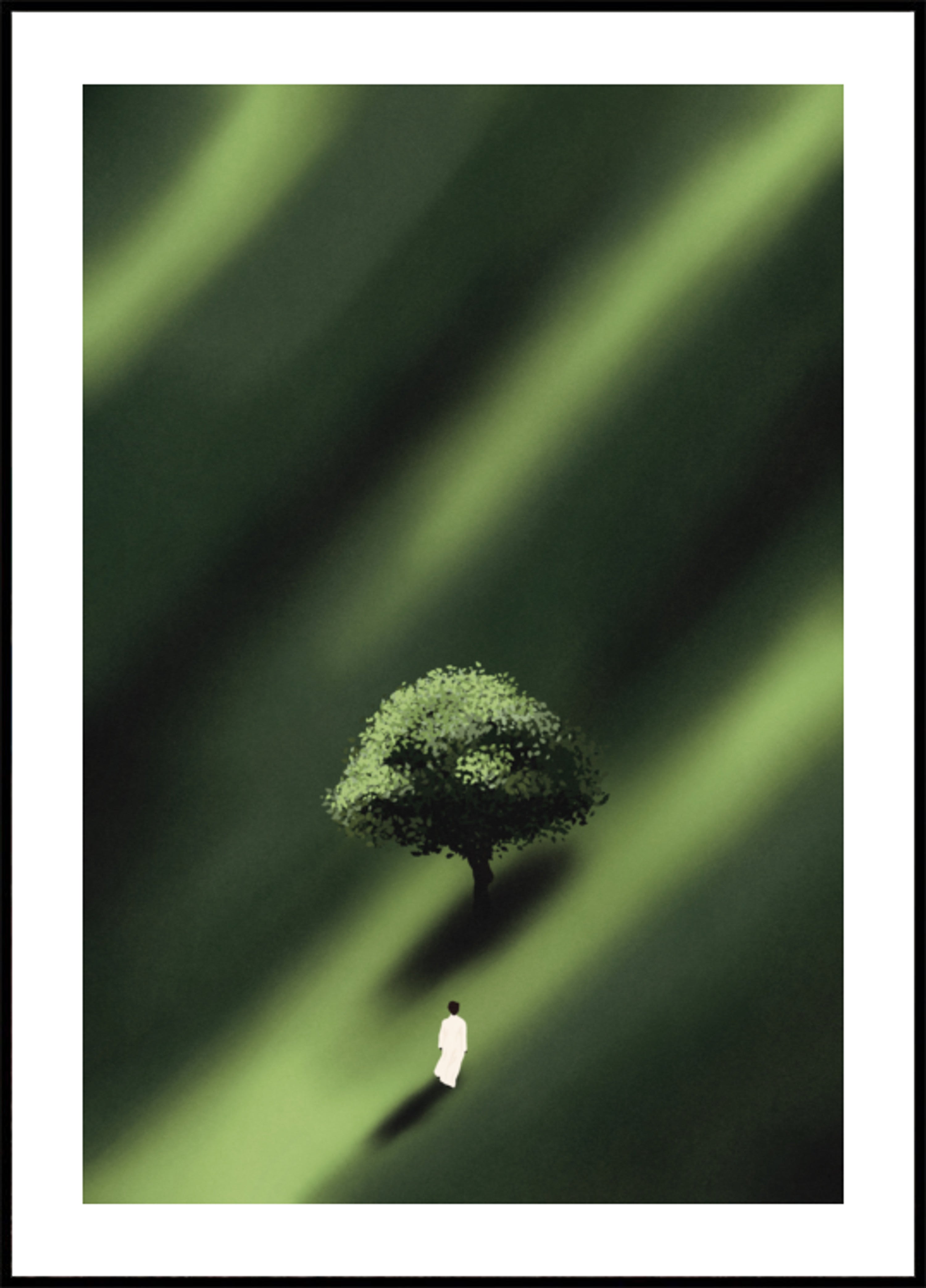 Camino verde de figura solitaria