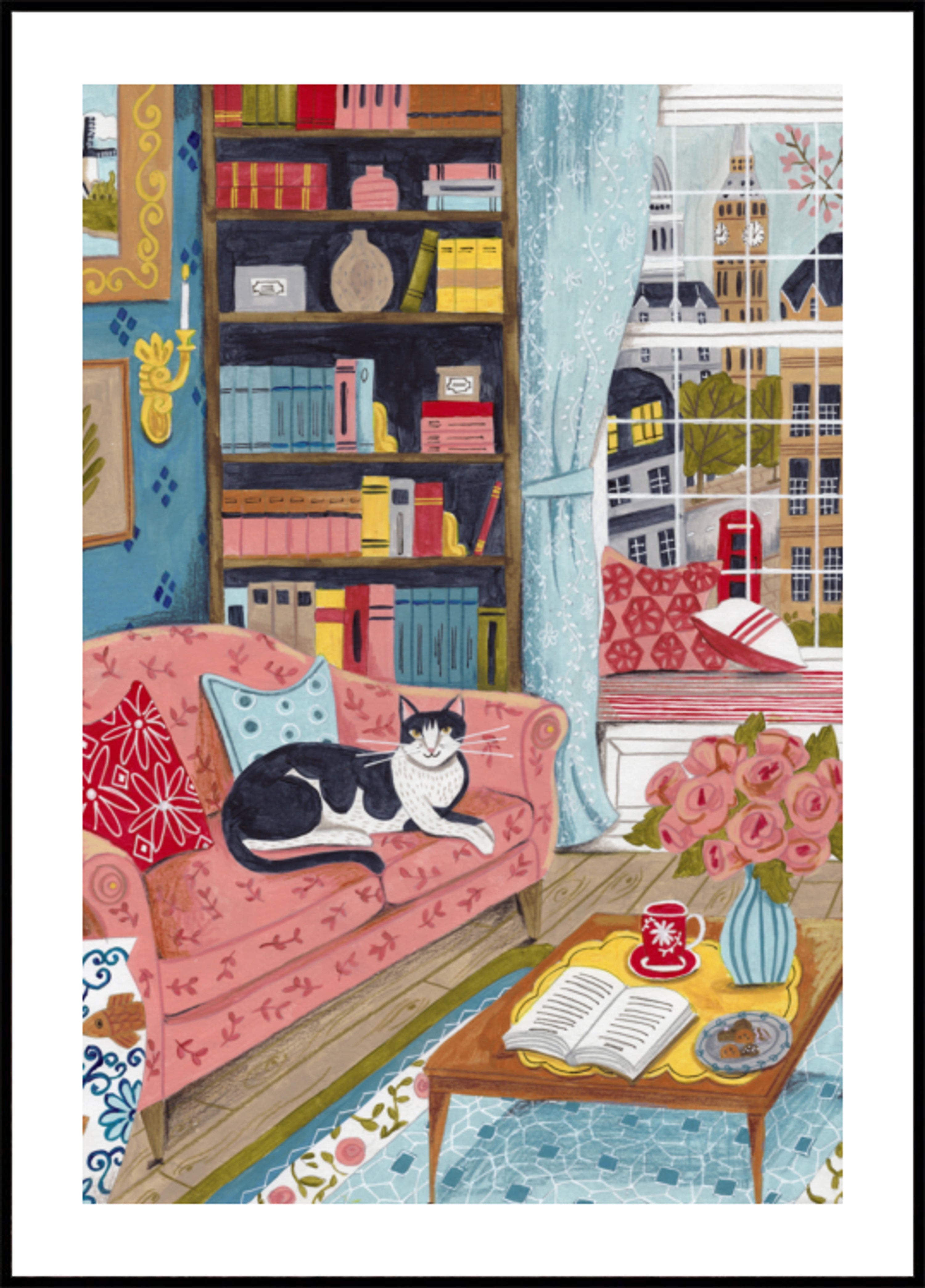 Gato en el sofá en colores pastel de Londres