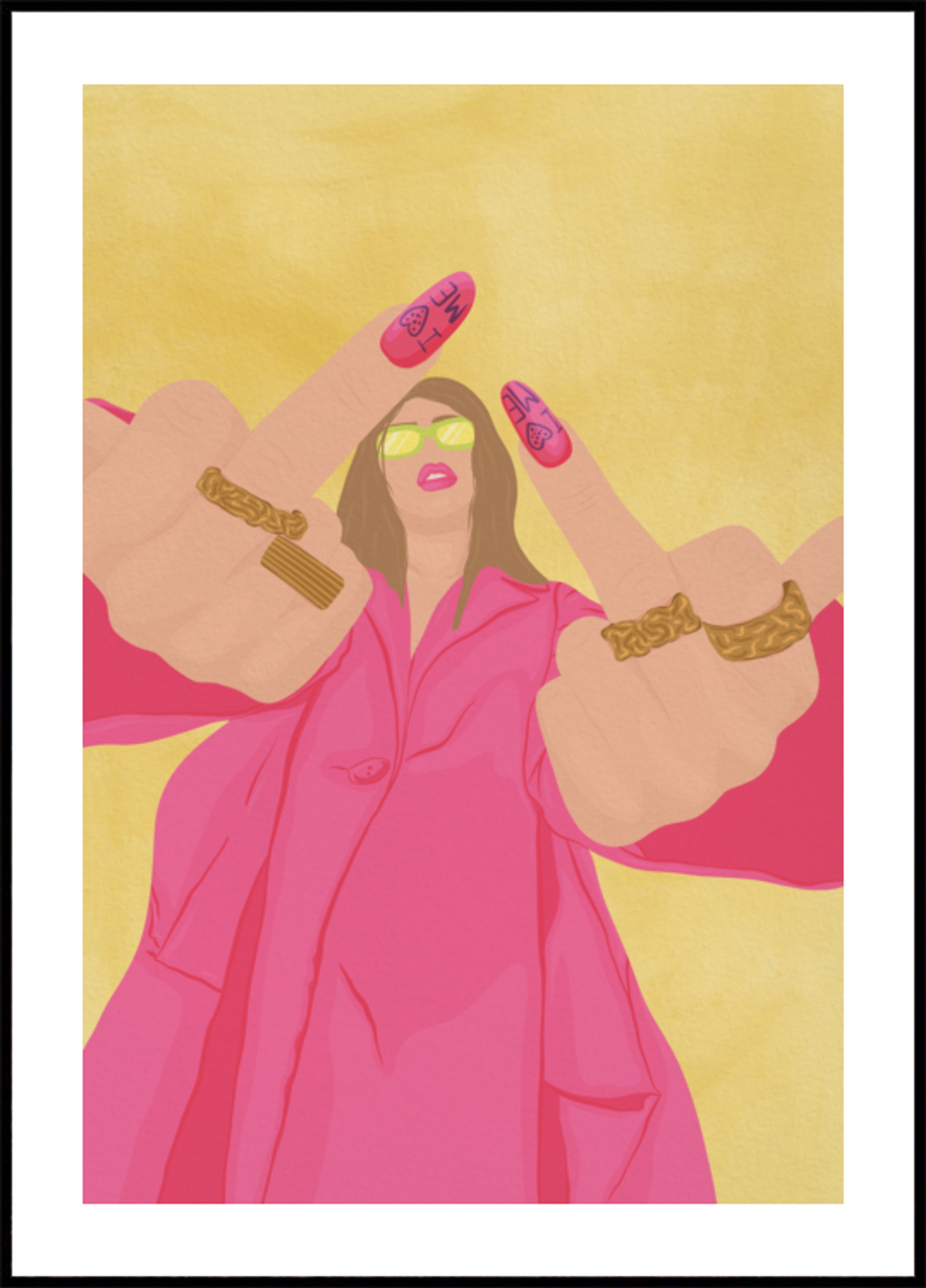 Signo V de moda rosa