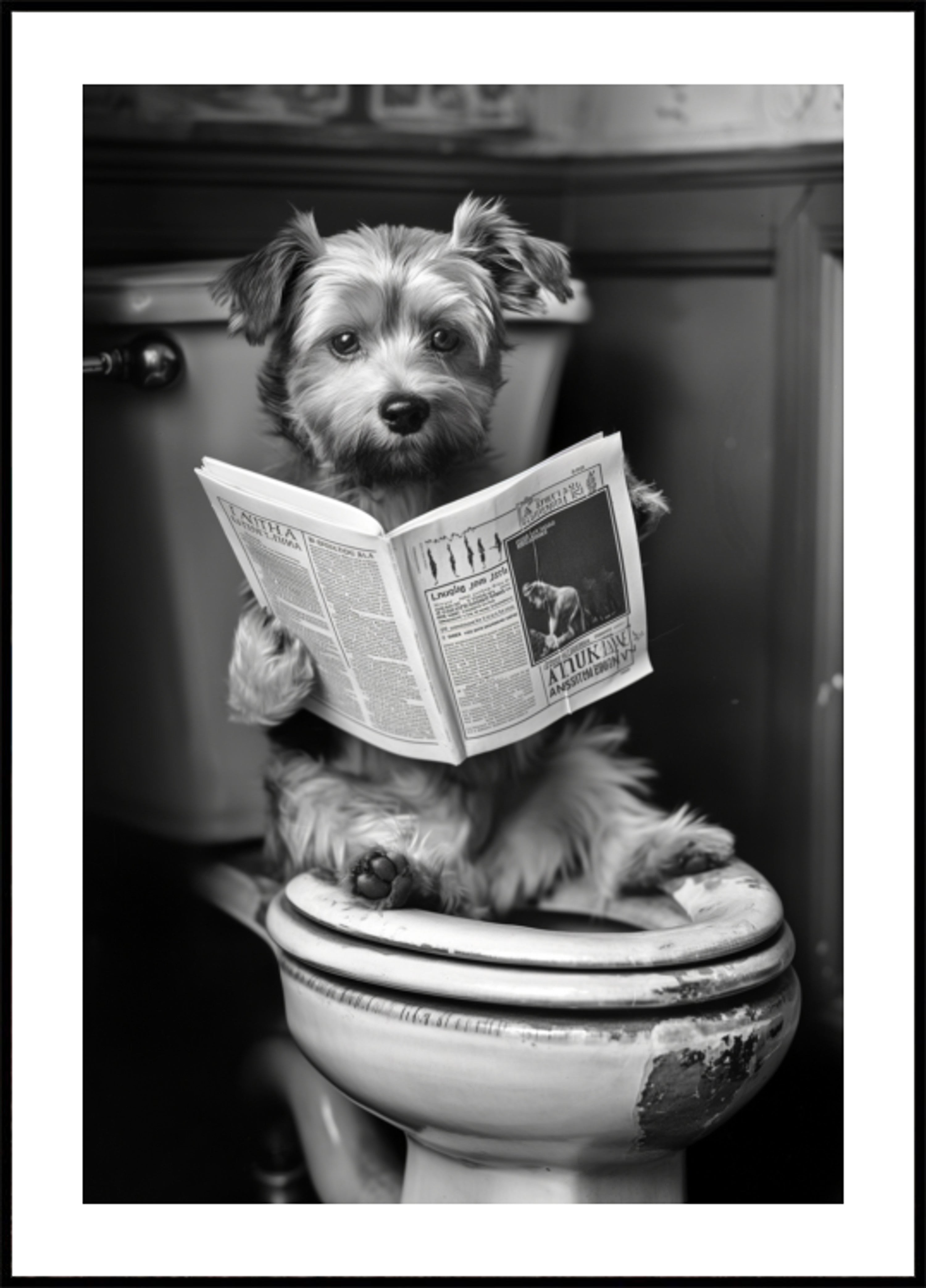 Perro gracioso en el baño