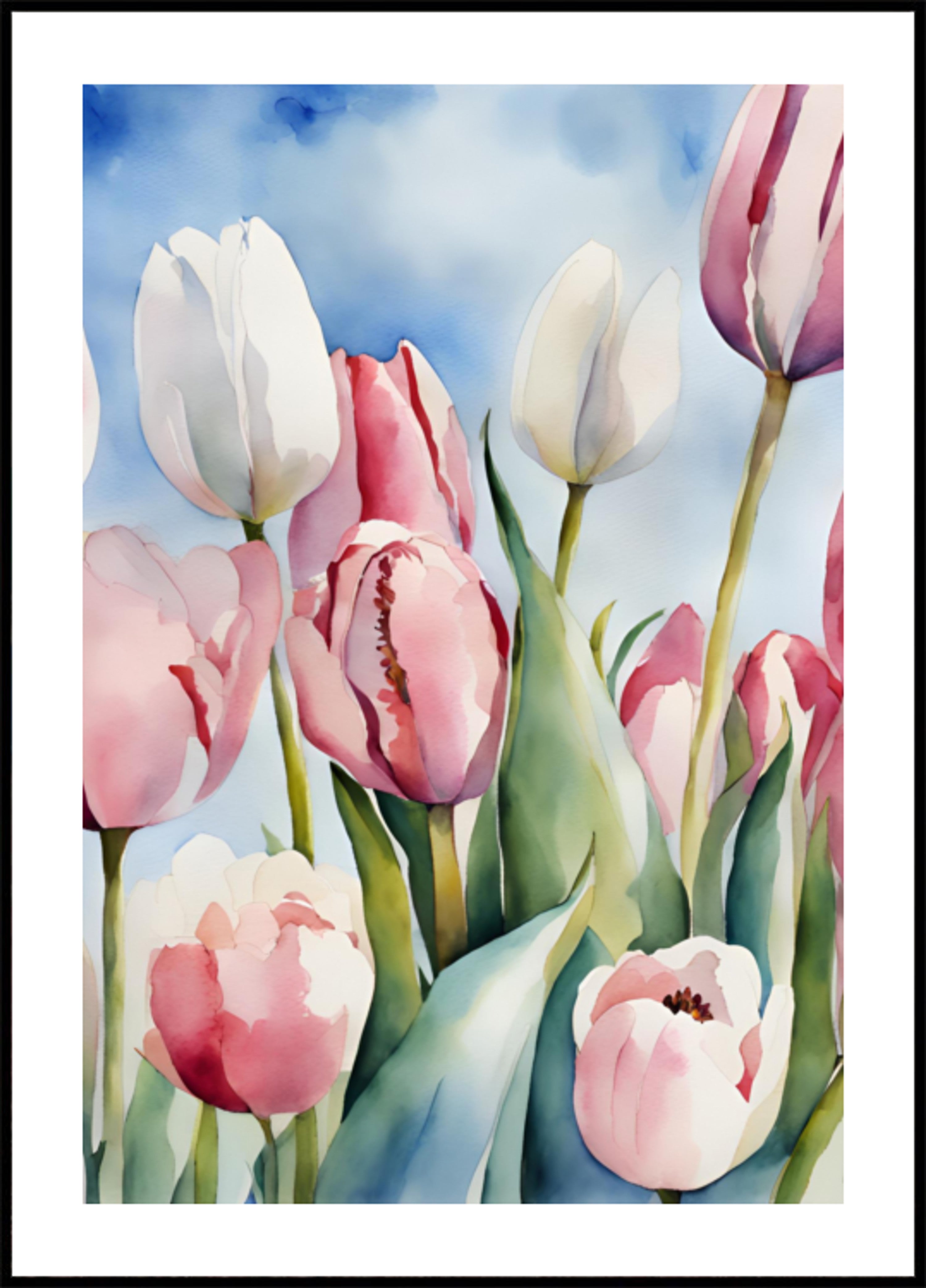 Tulipanes Primavera Acuarela