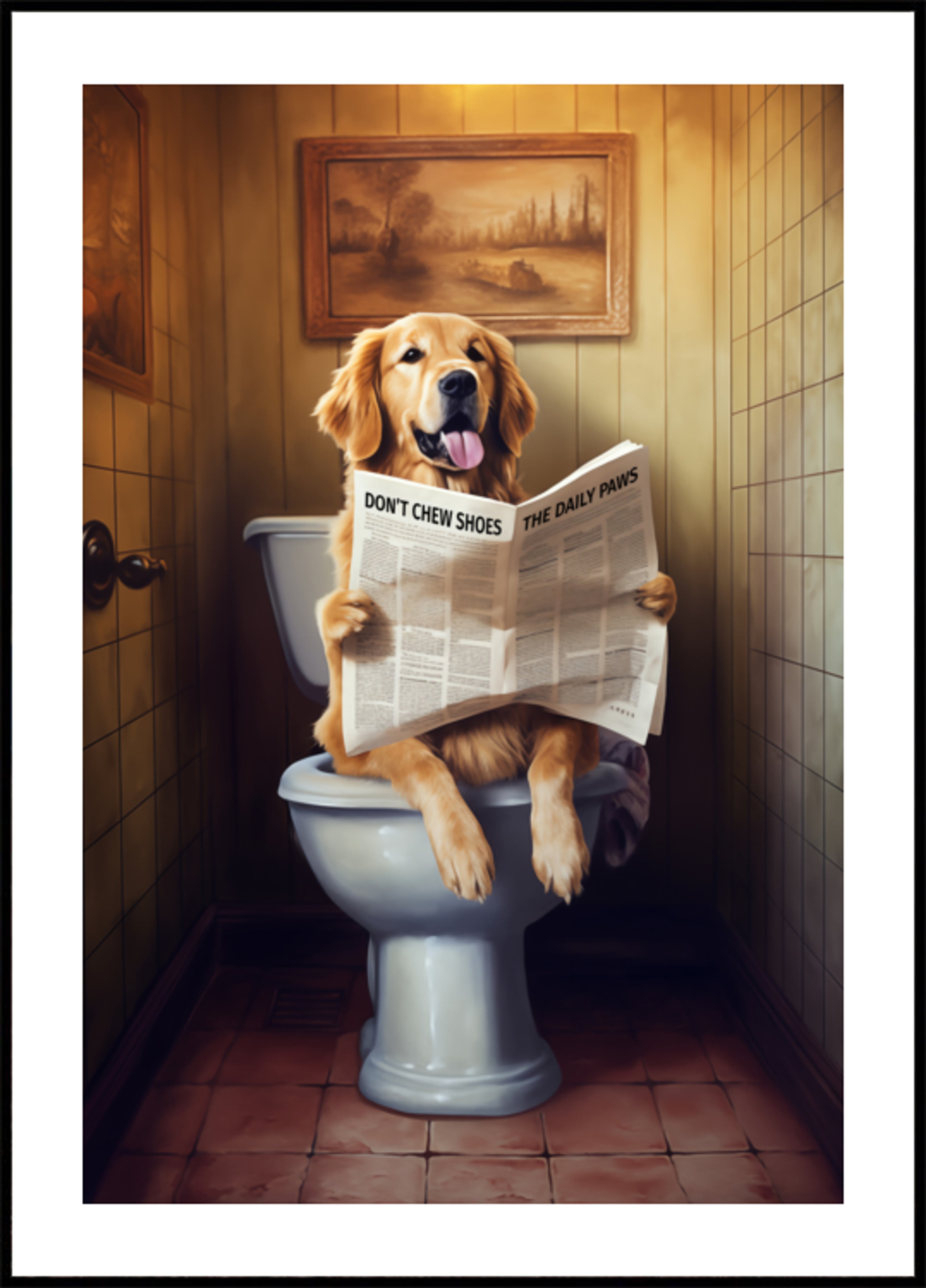 Perro divertido leyendo el periódico
