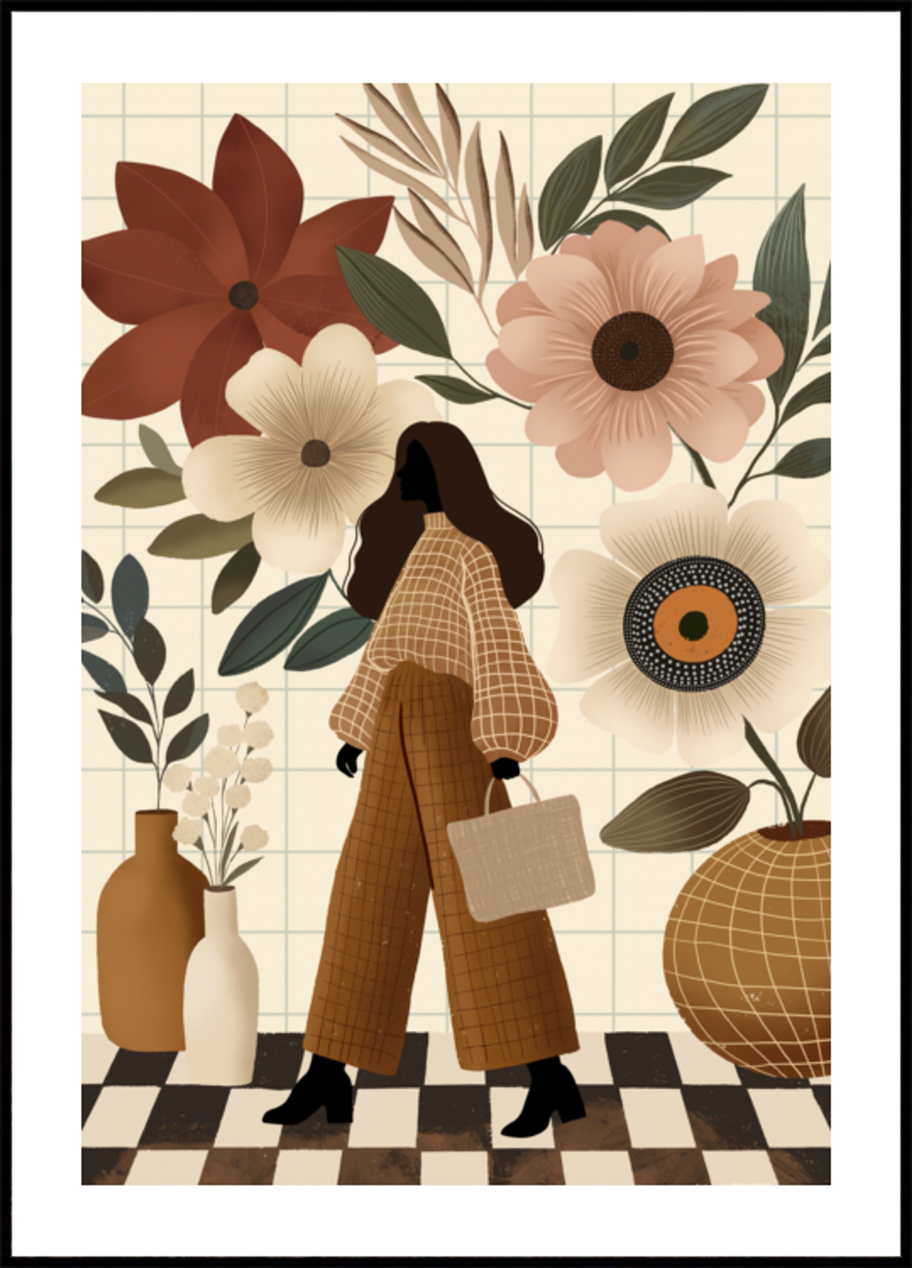 Mujer elegante estilo floral